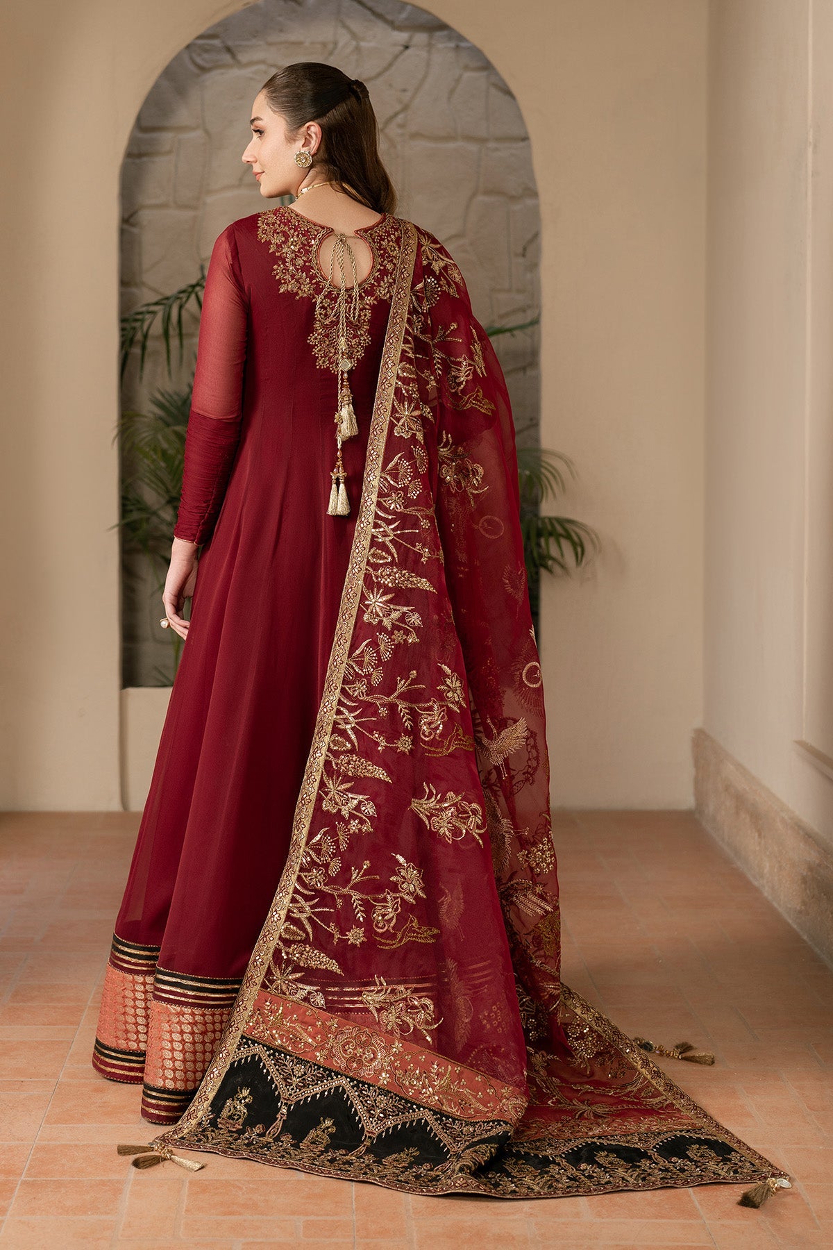 Alizeh | Ready to wear | Maroon Dress 3 piece - RTW1024 by Alizeh - Designer Dress  - Type : Ladies Clothes - Available at Libayah - 100% Original 