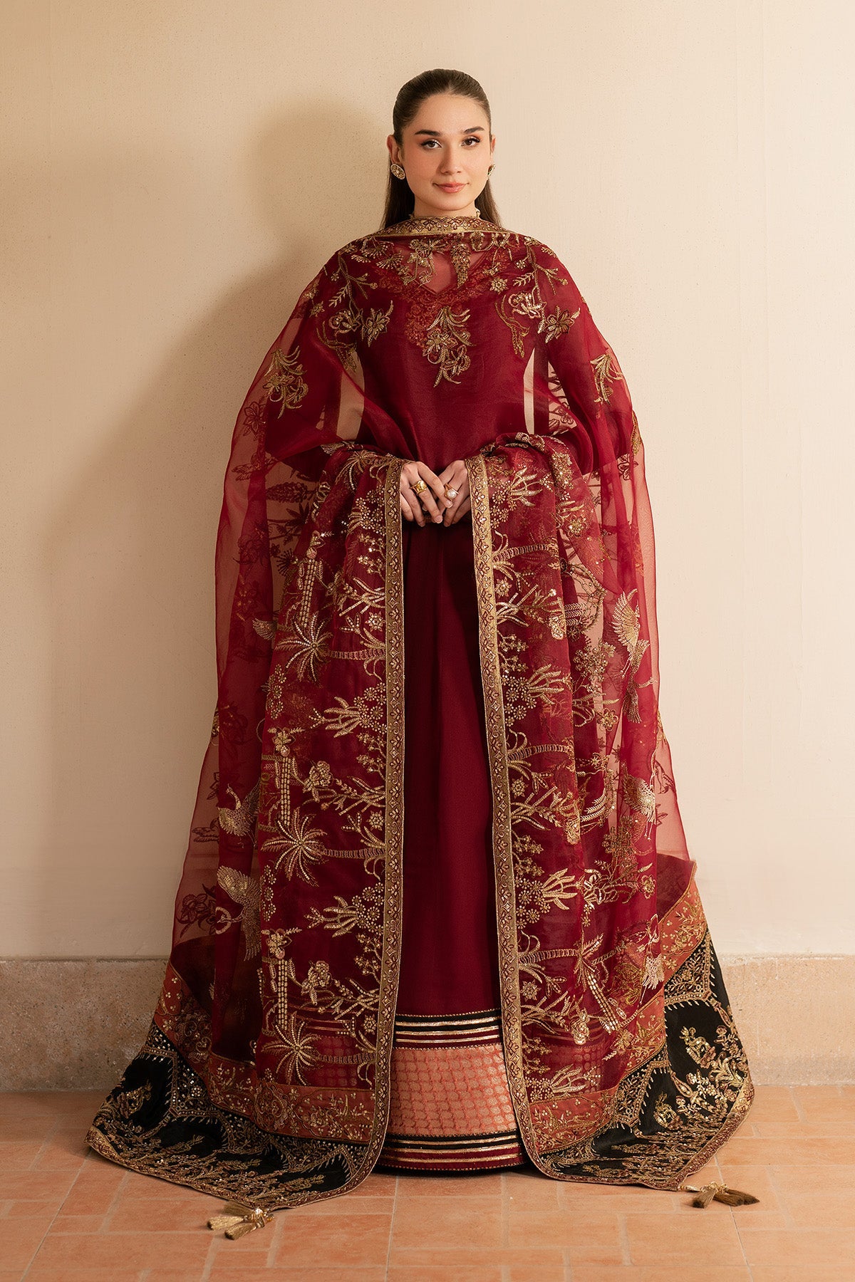 Alizeh | Ready to wear | Maroon Dress 3 piece - RTW1024 by Alizeh - Designer Dress  - Type : Ladies Clothes - Available at Libayah - 100% Original 