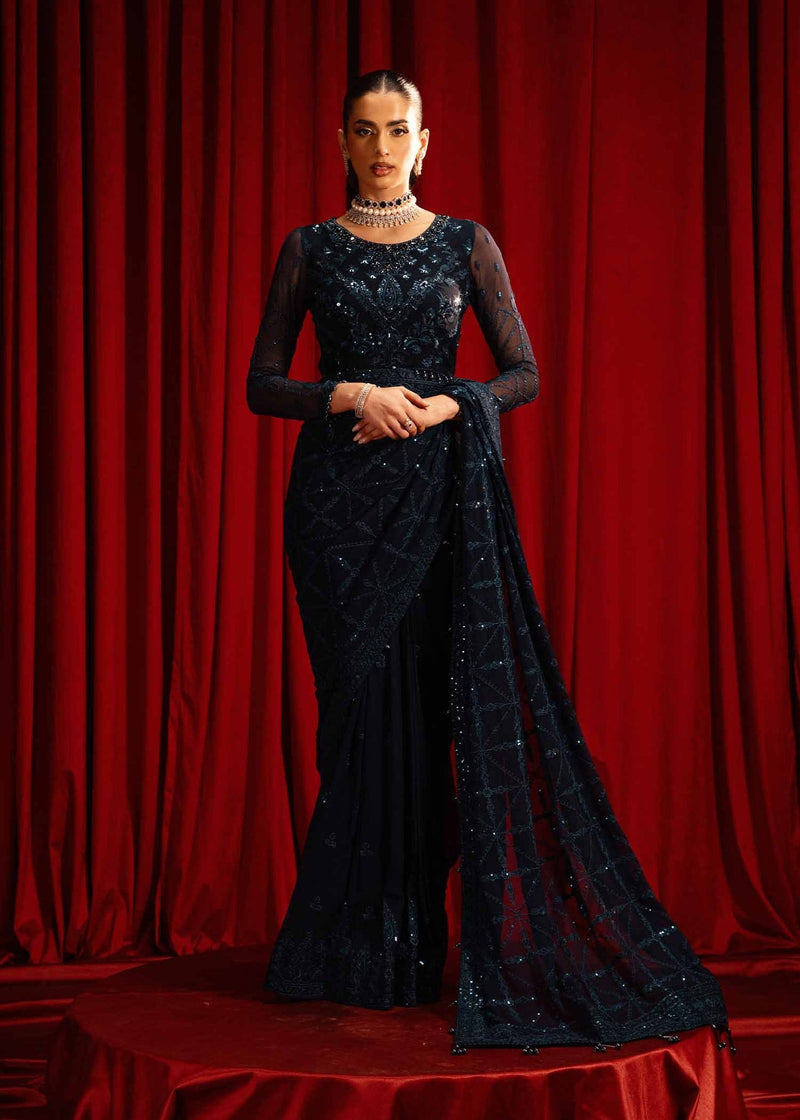 Paras by Pasha | Noor -e- Jahan Saree Collection | Neel-e-Noor by Paras by Pasha - Designer Dress - Type: Ladies Clothes - Available at Libayah - 100% Original