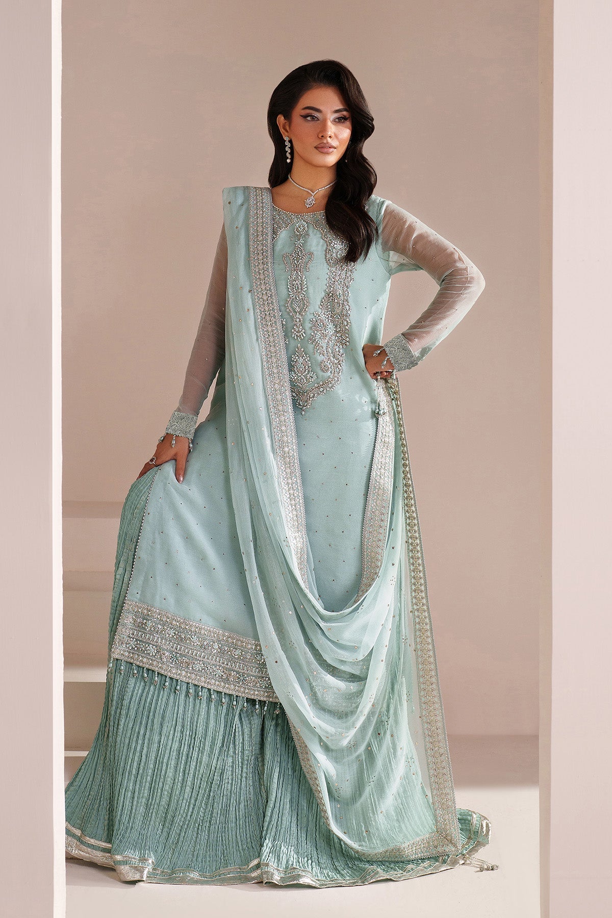 Alizeh | Aymal Handcrafted Luxury Formals | AF-BHM-4063-Azure - Designer Dress - Type : Ladies Clothes - Available at Libayah - 100% Original