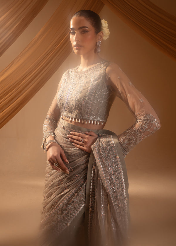 Paras by Pasha | Noor -e- Jahan Saree Collection | Abr-e-Shaam by Paras by Pasha - Designer Dress - Type: Ladies Clothes - Available at Libayah - 100% Original