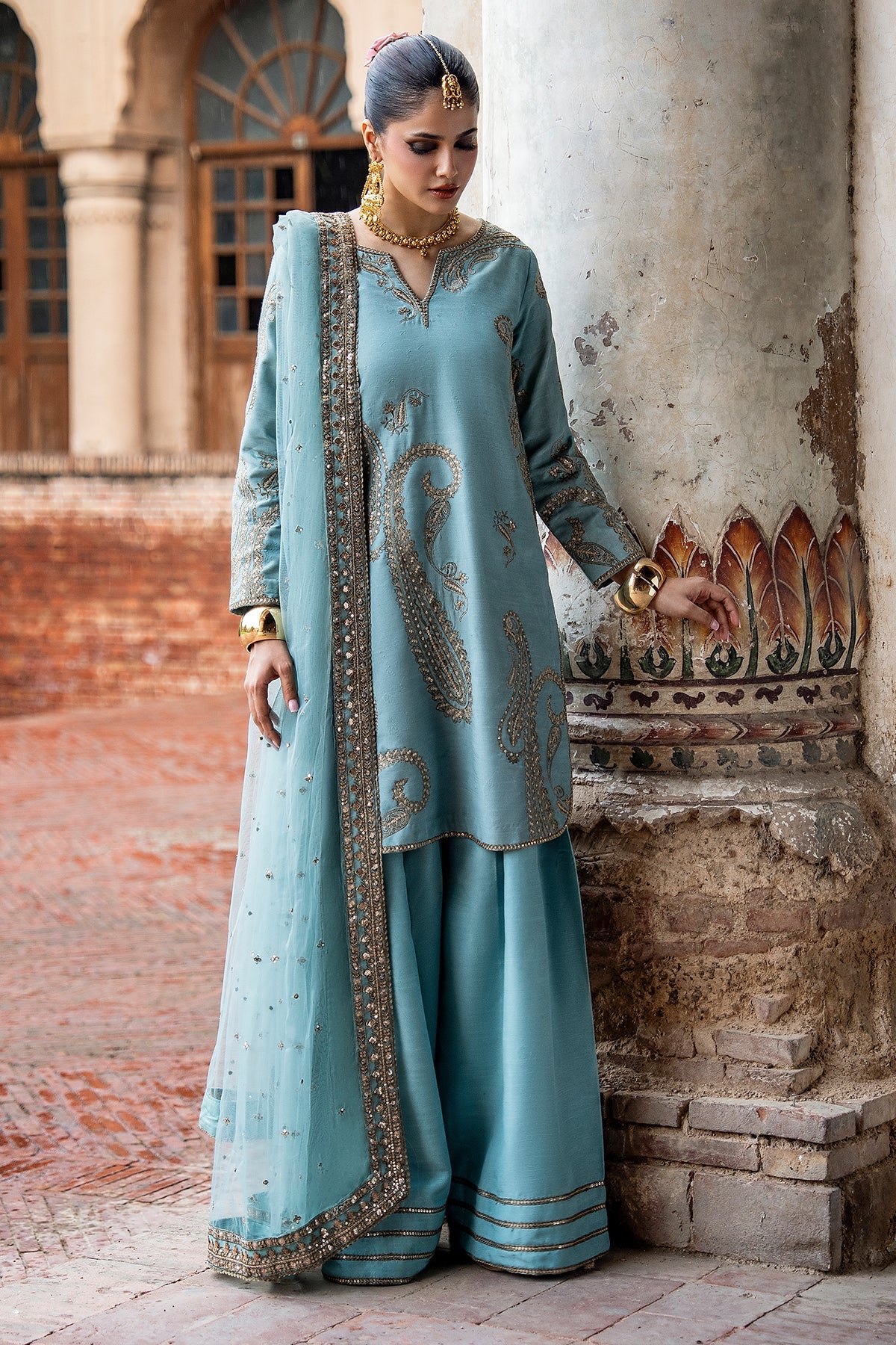 Charizma | Festive Pret | 3-PC Embroidered Raw Silk CMA-6-412 by Charizma - Designer Dress  - Type : Ladies Clothes - Available at Libayah - 100% Original 