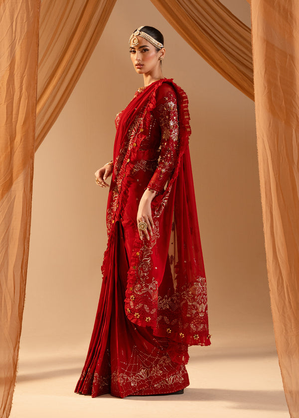 Paras by Pasha | Noor -e- Jahan Saree Collection | Laal-e-Jahan by Paras by Pasha - Designer Dress - Type: Ladies Clothes - Available at Libayah - 100% Original
