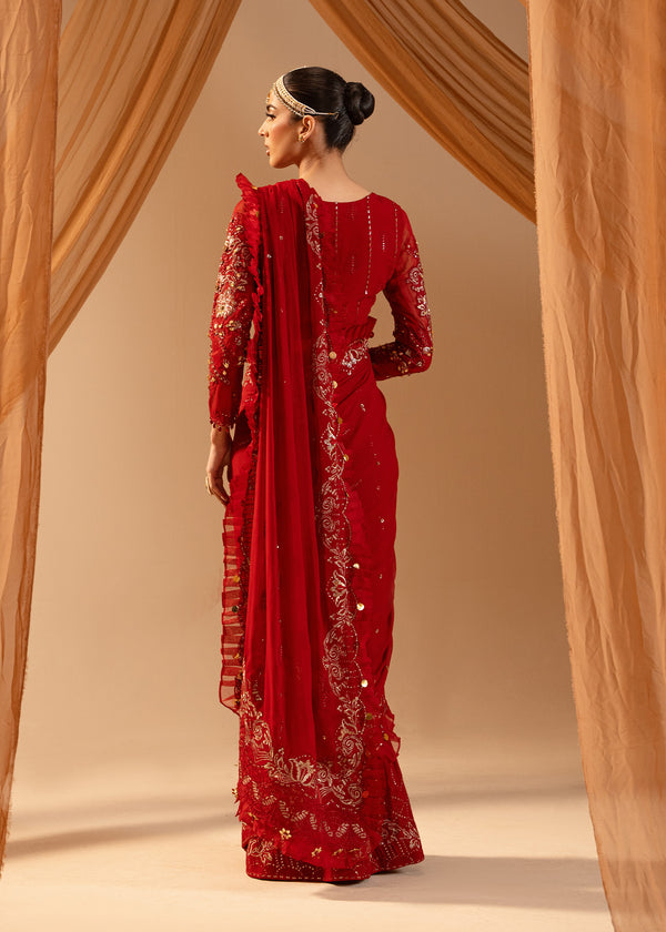 Paras by Pasha | Noor -e- Jahan Saree Collection | Laal-e-Jahan by Paras by Pasha - Designer Dress - Type: Ladies Clothes - Available at Libayah - 100% Original