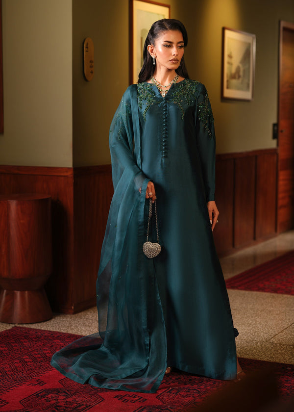 Mahum Asad | Private Hour | Emerald Tonic - by Libayah - Registered Vendor of : Mahum Asad - 100% Original Designer Dress