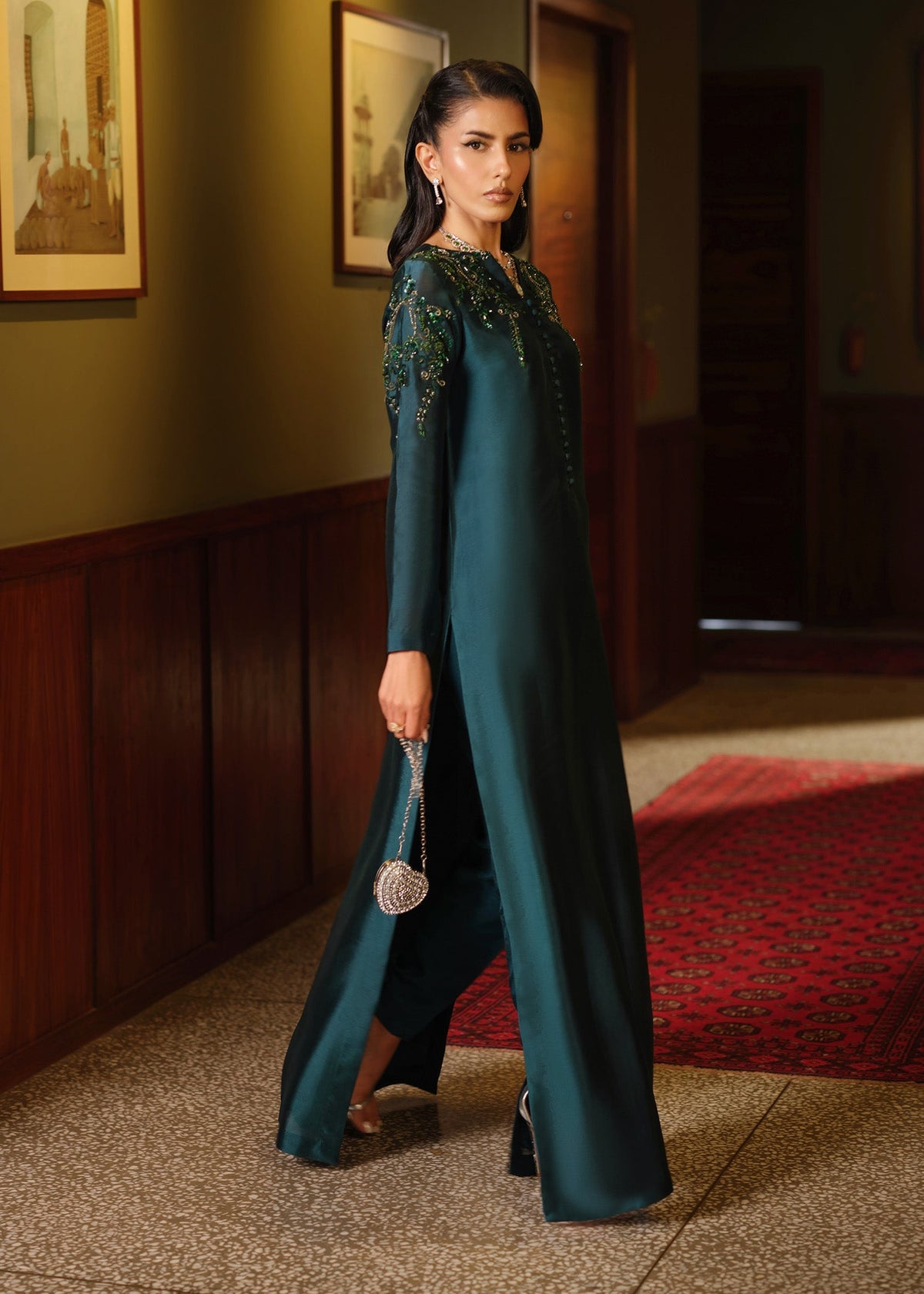 Mahum Asad | Private Hour | Emerald Tonic - by Libayah - Registered Vendor of : Mahum Asad - 100% Original Designer Dress