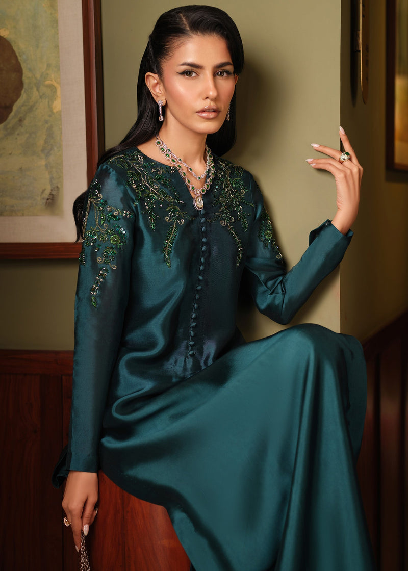 Mahum Asad | Private Hour | Emerald Tonic - by Libayah - Registered Vendor of : Mahum Asad - 100% Original Designer Dress