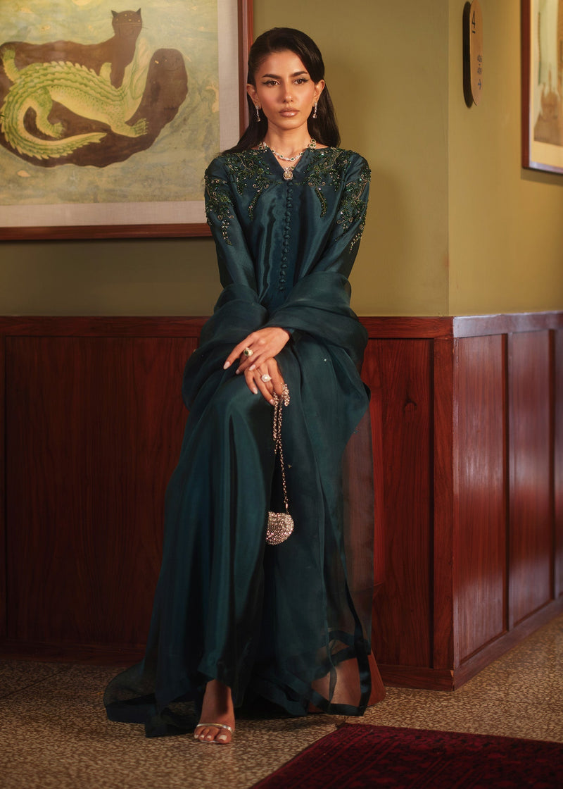Mahum Asad | Private Hour | Emerald Tonic - by Libayah - Registered Vendor of : Mahum Asad - 100% Original Designer Dress