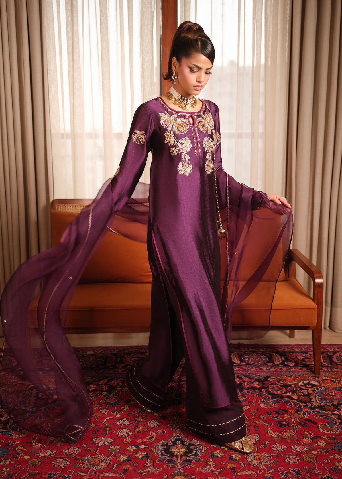 Mahum Asad | Private Hour | Plum Nectar - by Libayah - Registered Vendor of : Mahum Asad - 100% Original Designer Dress