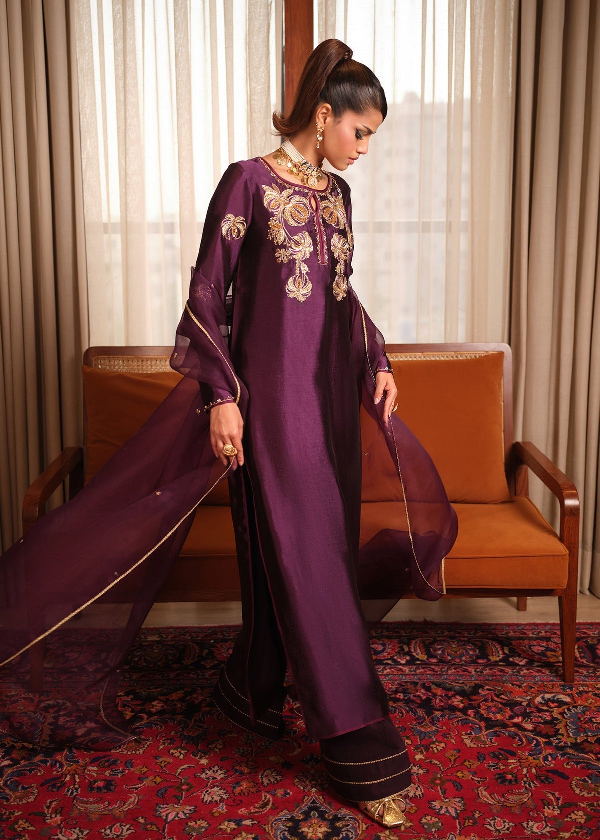 Mahum Asad | Private Hour | Plum Nectar - by Libayah - Registered Vendor of : Mahum Asad - 100% Original Designer Dress