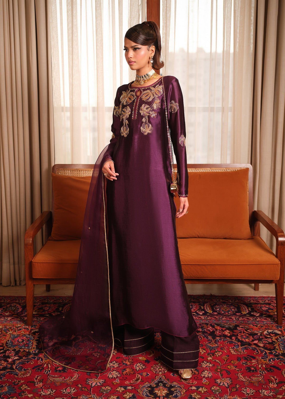 Mahum Asad | Private Hour | Plum Nectar - by Libayah - Registered Vendor of : Mahum Asad - 100% Original Designer Dress