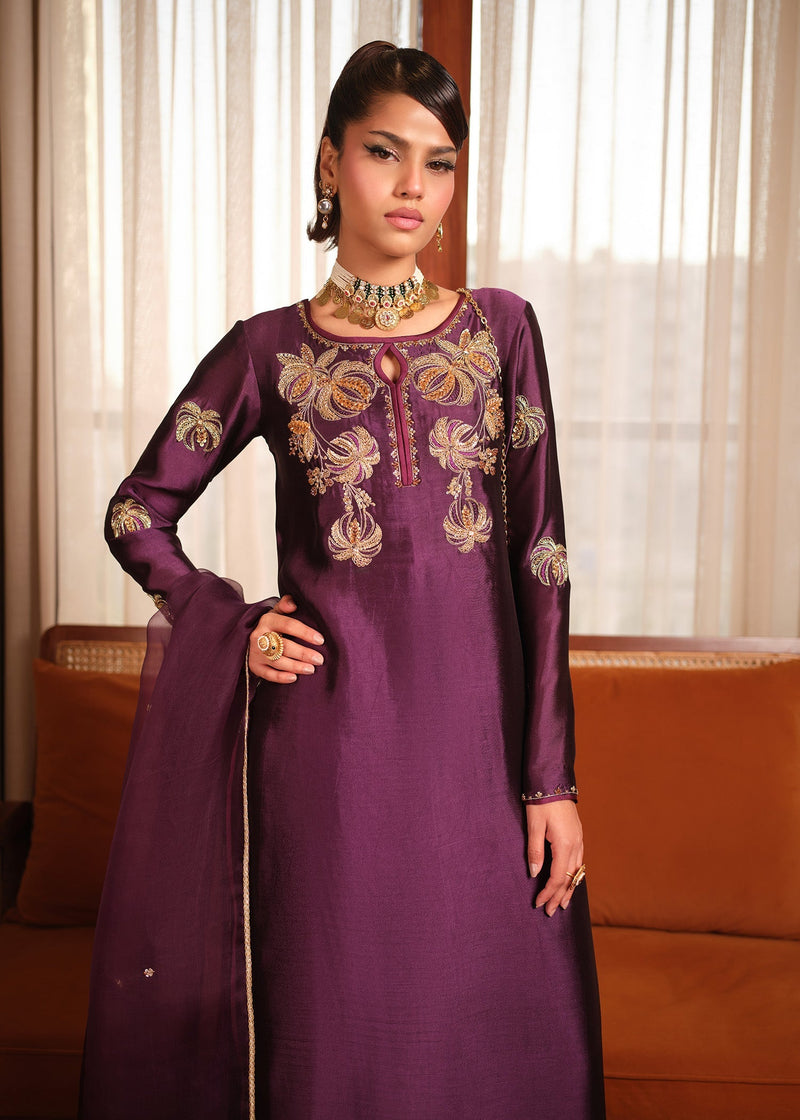 Mahum Asad | Private Hour | Plum Nectar - by Libayah - Registered Vendor of : Mahum Asad - 100% Original Designer Dress