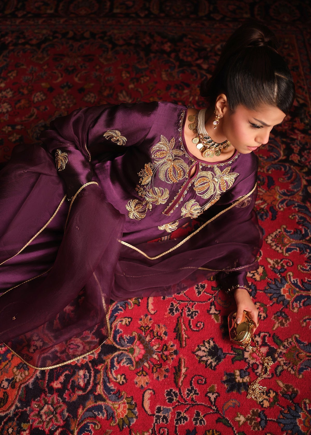 Mahum Asad | Private Hour | Plum Nectar - by Libayah - Registered Vendor of : Mahum Asad - 100% Original Designer Dress