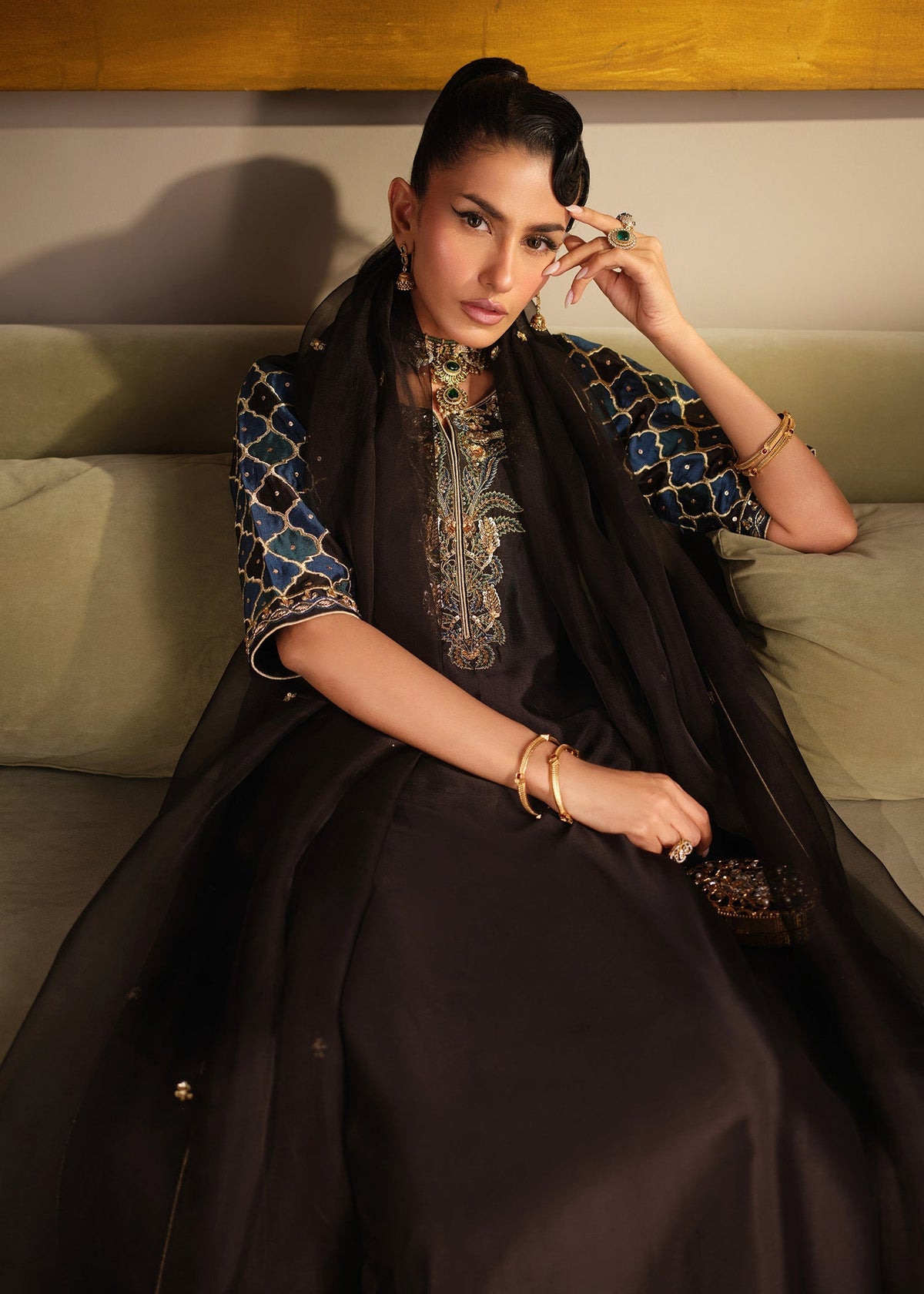 Mahum Asad | Private Hour | Indigo Brew - by Libayah - Registered Vendor of : Mahum Asad - 100% Original Designer Dress