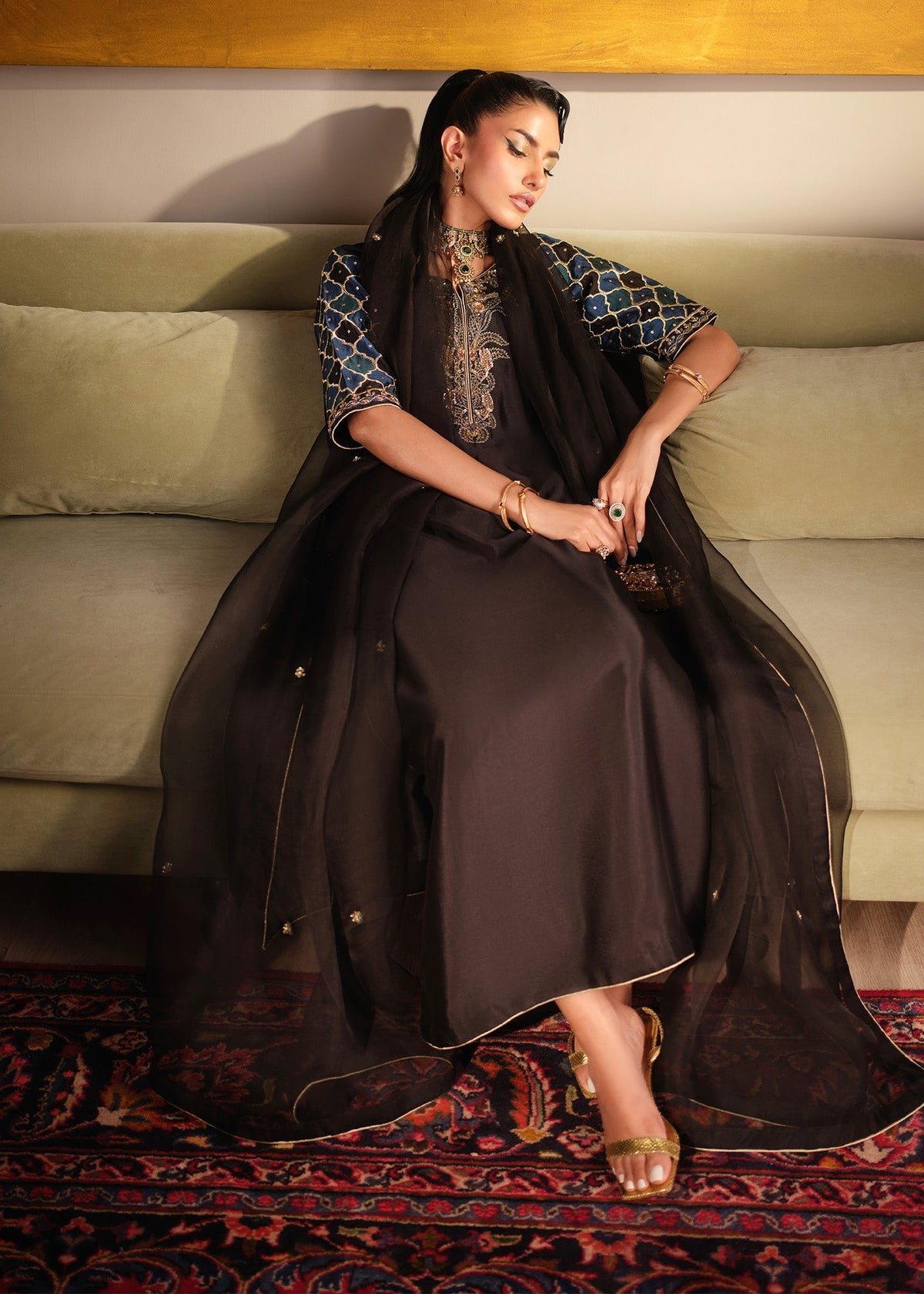 Mahum Asad | Private Hour | Indigo Brew - by Libayah - Registered Vendor of : Mahum Asad - 100% Original Designer Dress