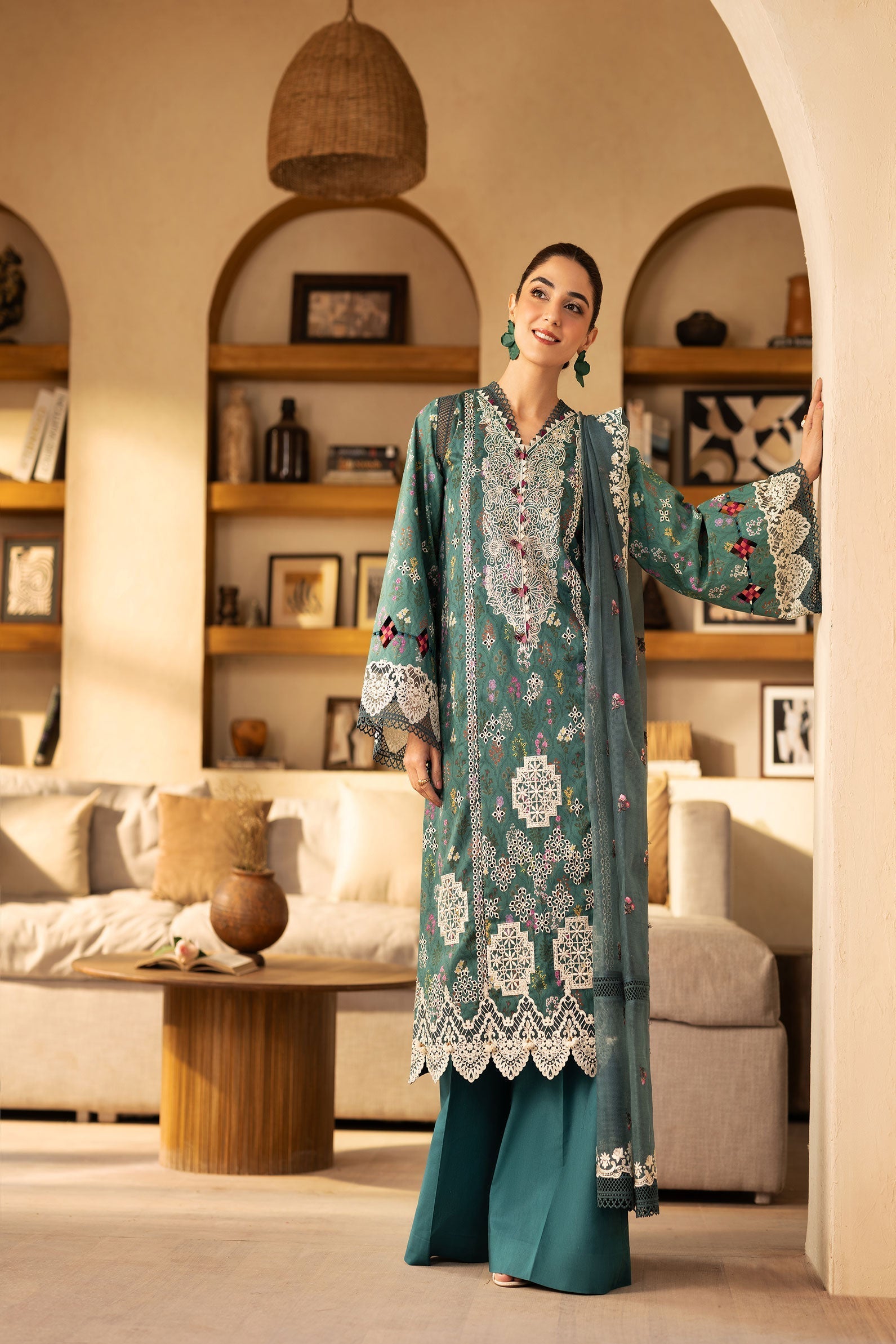 Maryam Hussain | Luxury Lawn 25 | Seashell by Maryam Hussain - Designer Dress - Type: Ladies Clothes - Available at Libayah - 100% Original