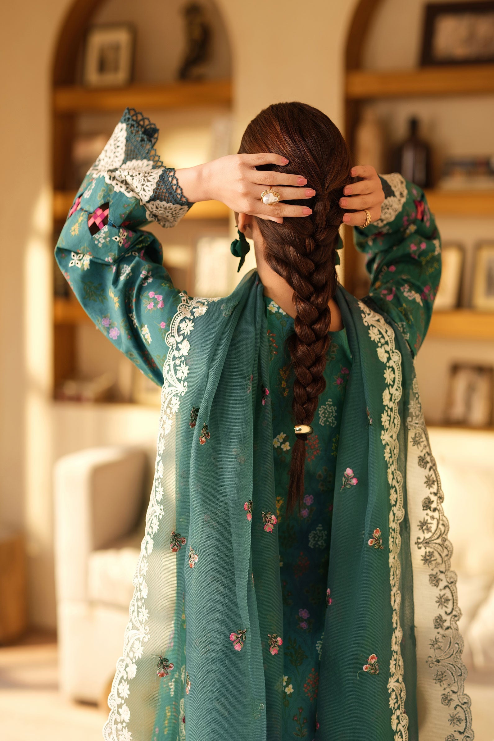 Maryam Hussain | Luxury Lawn 25 | Seashell by Maryam Hussain - Designer Dress - Type: Ladies Clothes - Available at Libayah - 100% Original