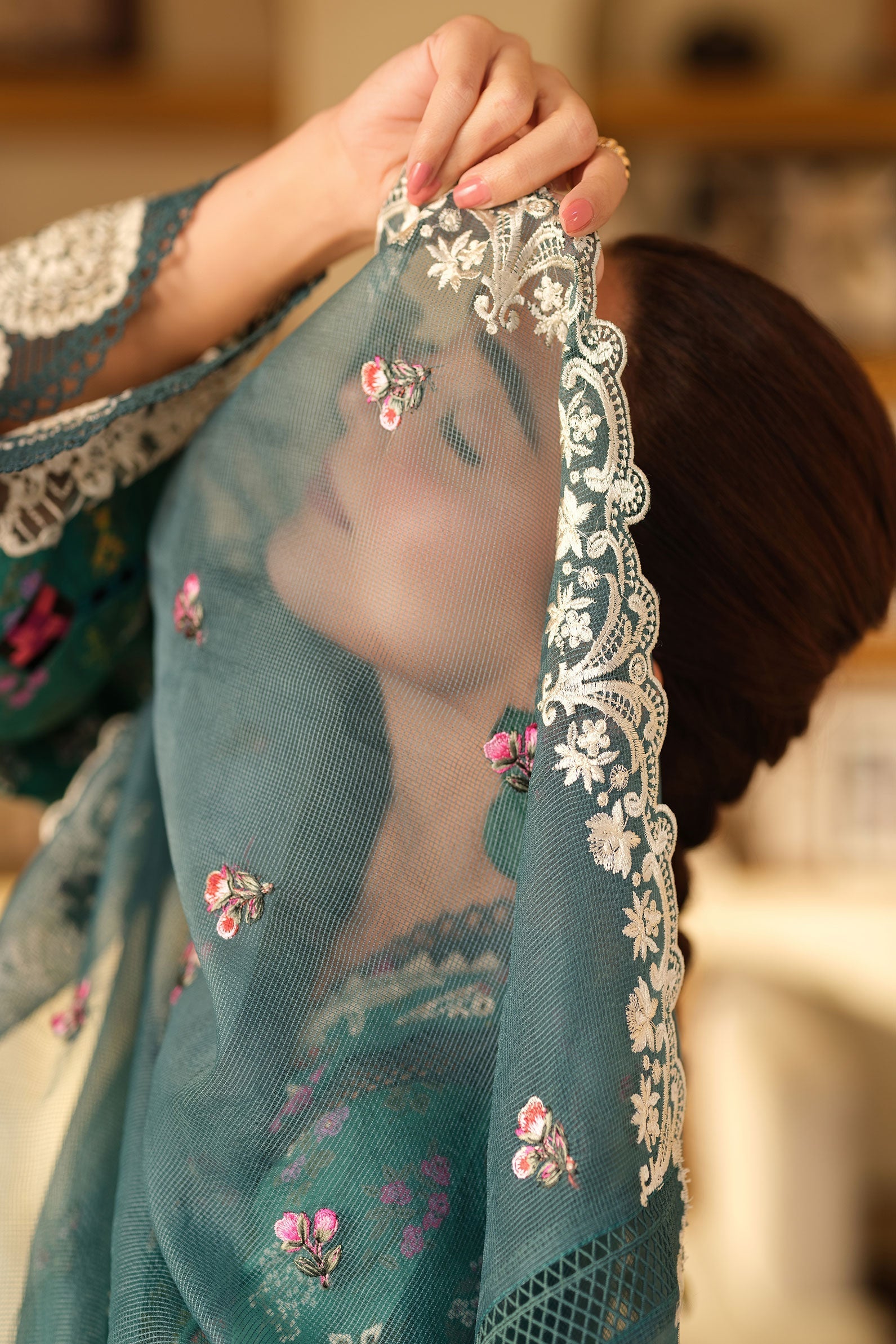 Maryam Hussain | Luxury Lawn 25 | Seashell by Maryam Hussain - Designer Dress - Type: Ladies Clothes - Available at Libayah - 100% Original