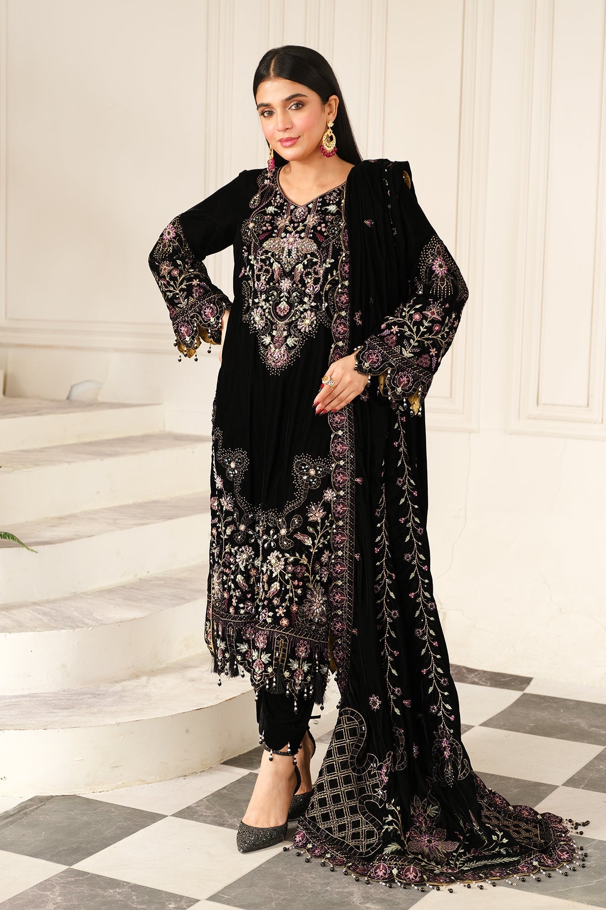Raeesa Premium | Sheen Luxury Velvet | Noir by Raeesa Premium - Designer Dress - Type: Ladies Clothes - Available at Libayah - 100% Original
