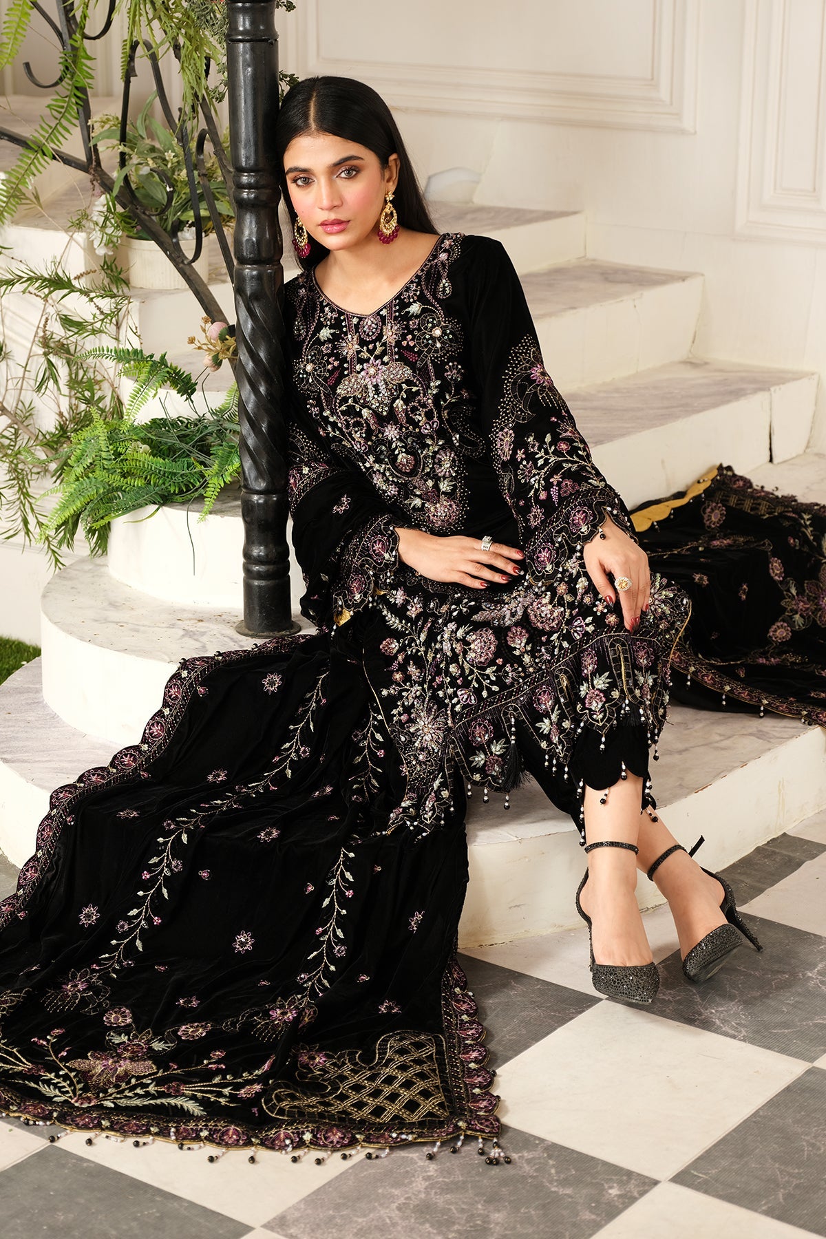Raeesa Premium | Sheen Luxury Velvet | Noir by Raeesa Premium - Designer Dress - Type: Ladies Clothes - Available at Libayah - 100% Original