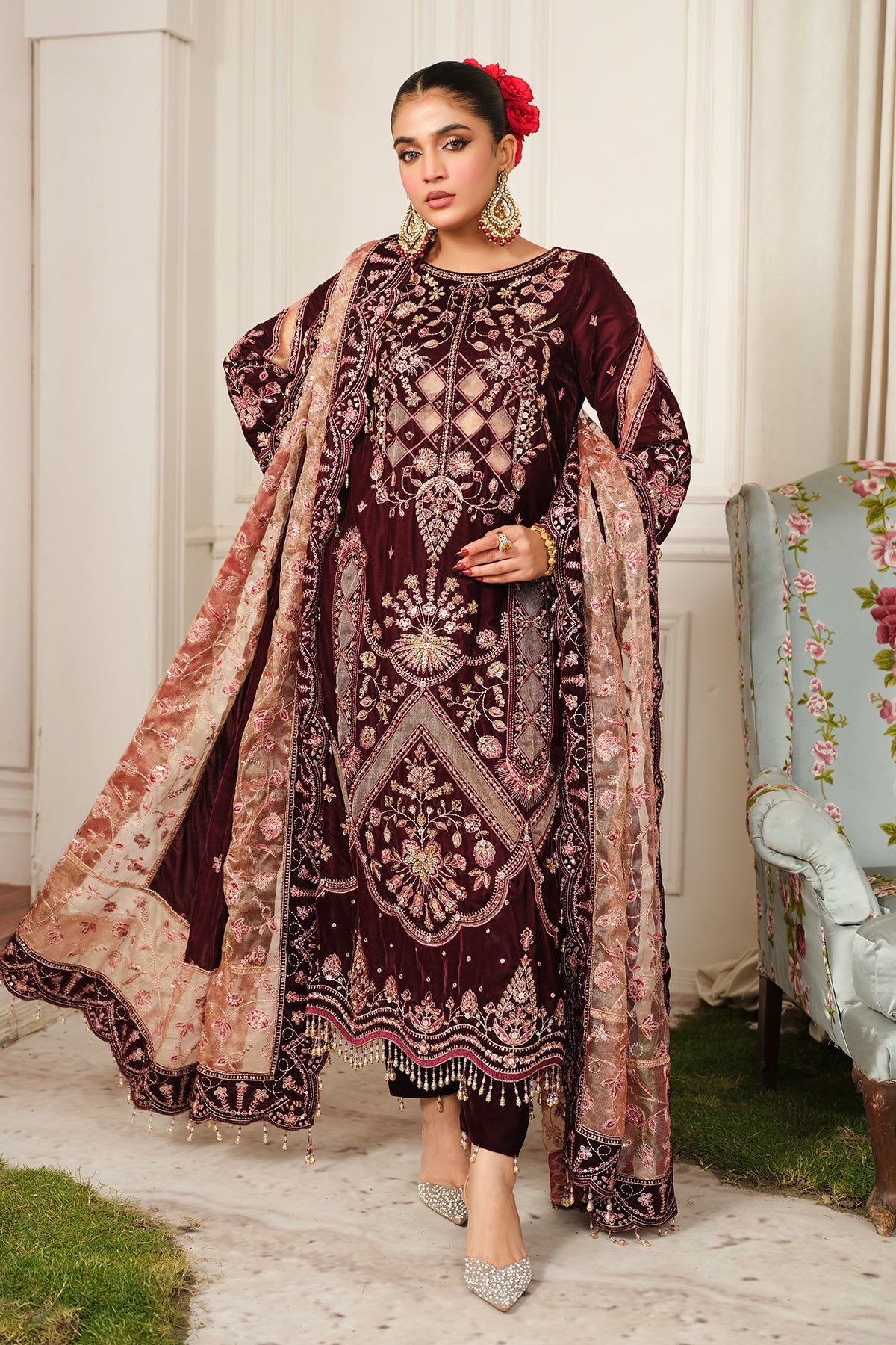 Raeesa Premium | Sheen Luxury Velvet | Poosh by Raeesa Premium - Designer Dress - Type: Ladies Clothes - Available at Libayah - 100% Original