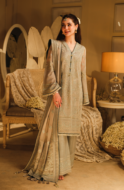 HSY | Rehana Wedding Formal | Falak - Embroidered Chiffon Ensemble by HSY - Designer Dress - Type: Ladies Clothes - Available at Libayah - 100% Original