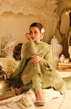 HSY | Rehana Wedding Formal | Husn - Embroidered Chiffon Ensemble by HSY - Designer Dress - Type: Ladies Clothes - Available at Libayah - 100% Original