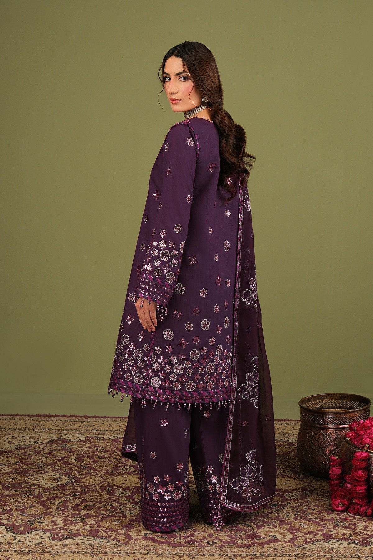 Alizeh | Luxe Raw Silk | AF-RS-09-Mulbery by Alizeh - Designer Dress  - Type : Ladies Clothes - Available at Libayah - 100% Original 