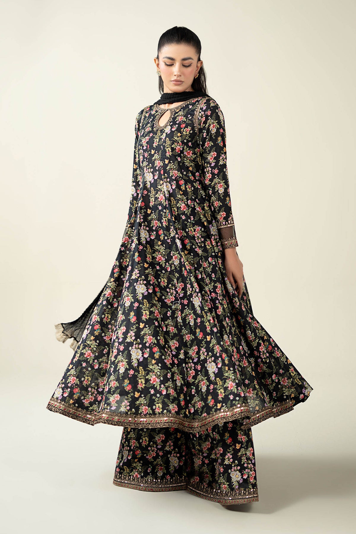 Maria B | Luxury Winter Pret 25 | DW-EA24-81R1-Black by Maria B - Designer Dress  - Type : Ladies Clothes - Available at Libayah - 100% Original 