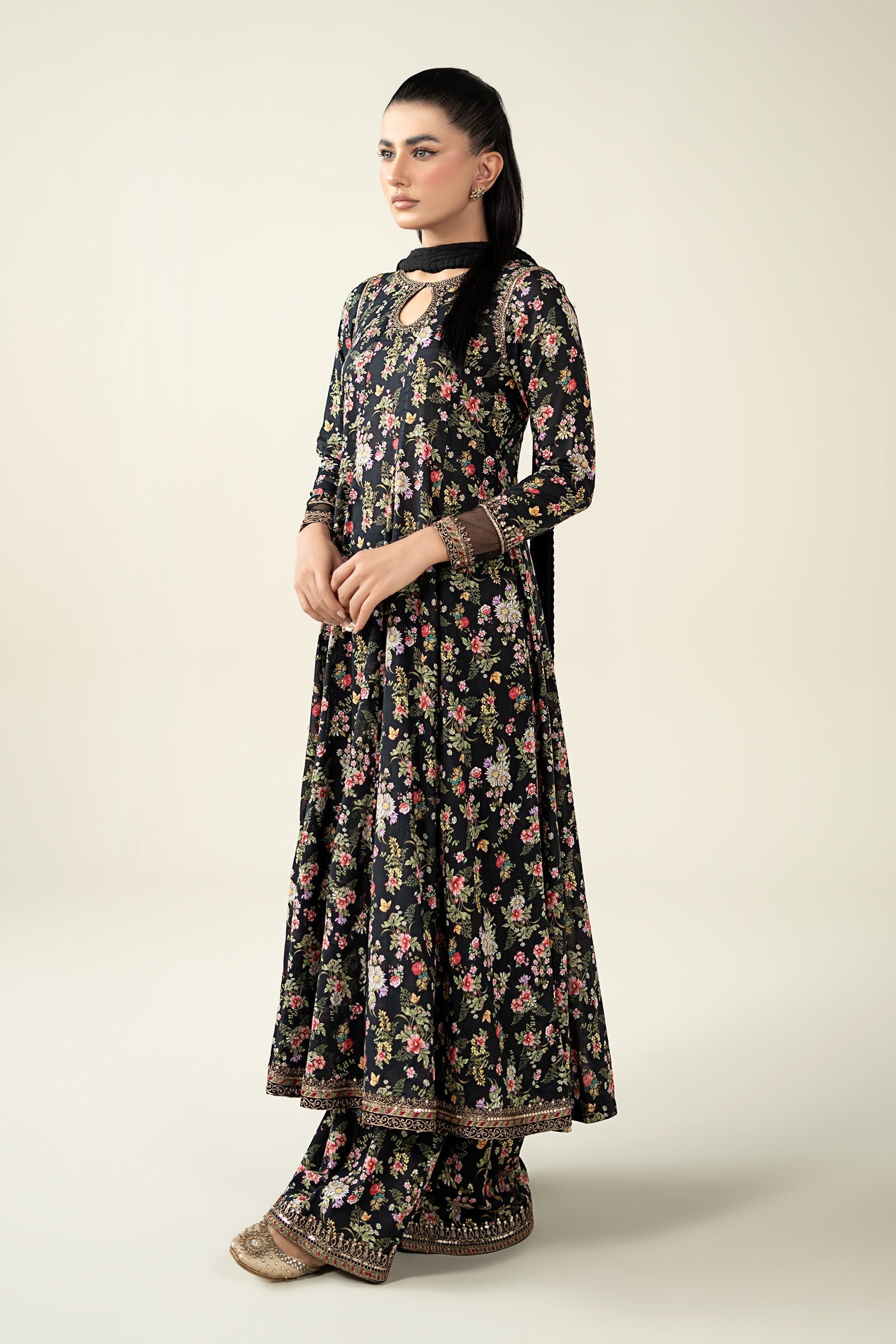 Maria B | Luxury Winter Pret 25 | DW-EA24-81R1-Black by Maria B - Designer Dress  - Type : Ladies Clothes - Available at Libayah - 100% Original 