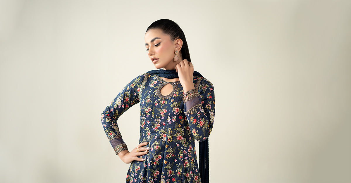 Maria B | Luxury Winter Pret 25 | DW-EA24-81R1-Blue by Maria B - Designer Dress  - Type : Ladies Clothes - Available at Libayah - 100% Original 