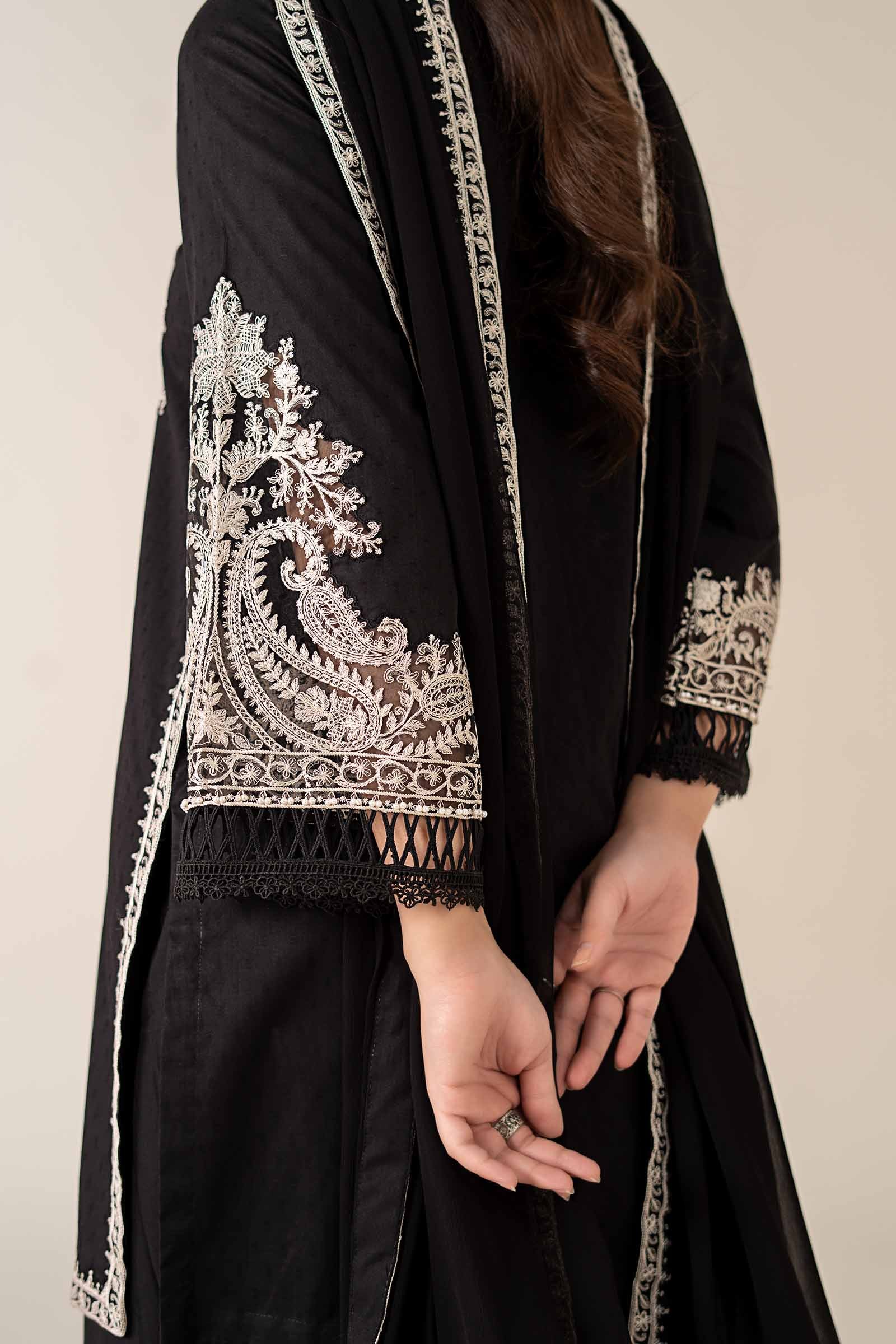 Maria B | Luxury Winter Pret 25 | DW-MN25-12-Black by Maria B - Designer Dress  - Type : Ladies Clothes - Available at Libayah - 100% Original 