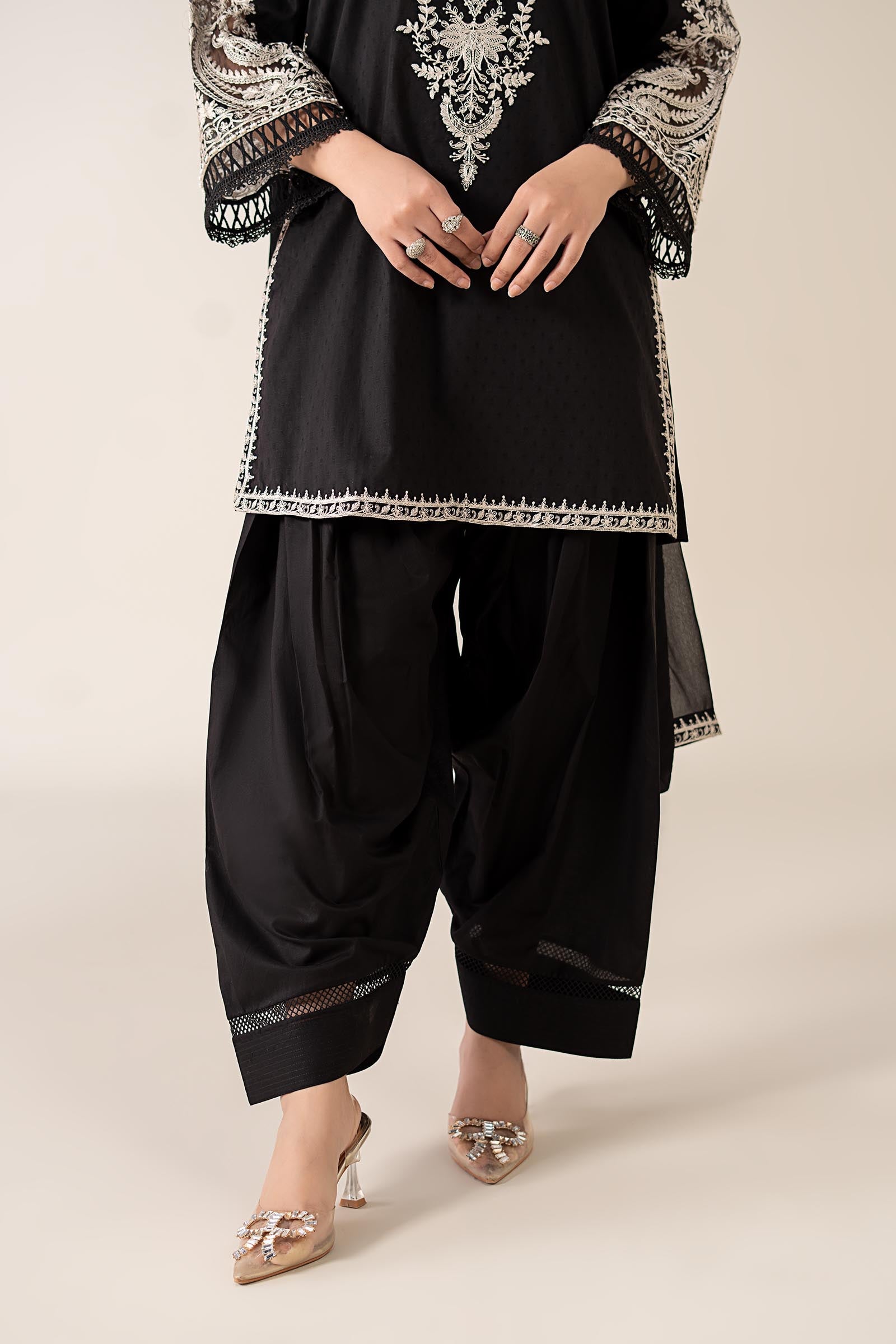 Maria B | Luxury Winter Pret 25 | DW-MN25-12-Black by Maria B - Designer Dress  - Type : Ladies Clothes - Available at Libayah - 100% Original 