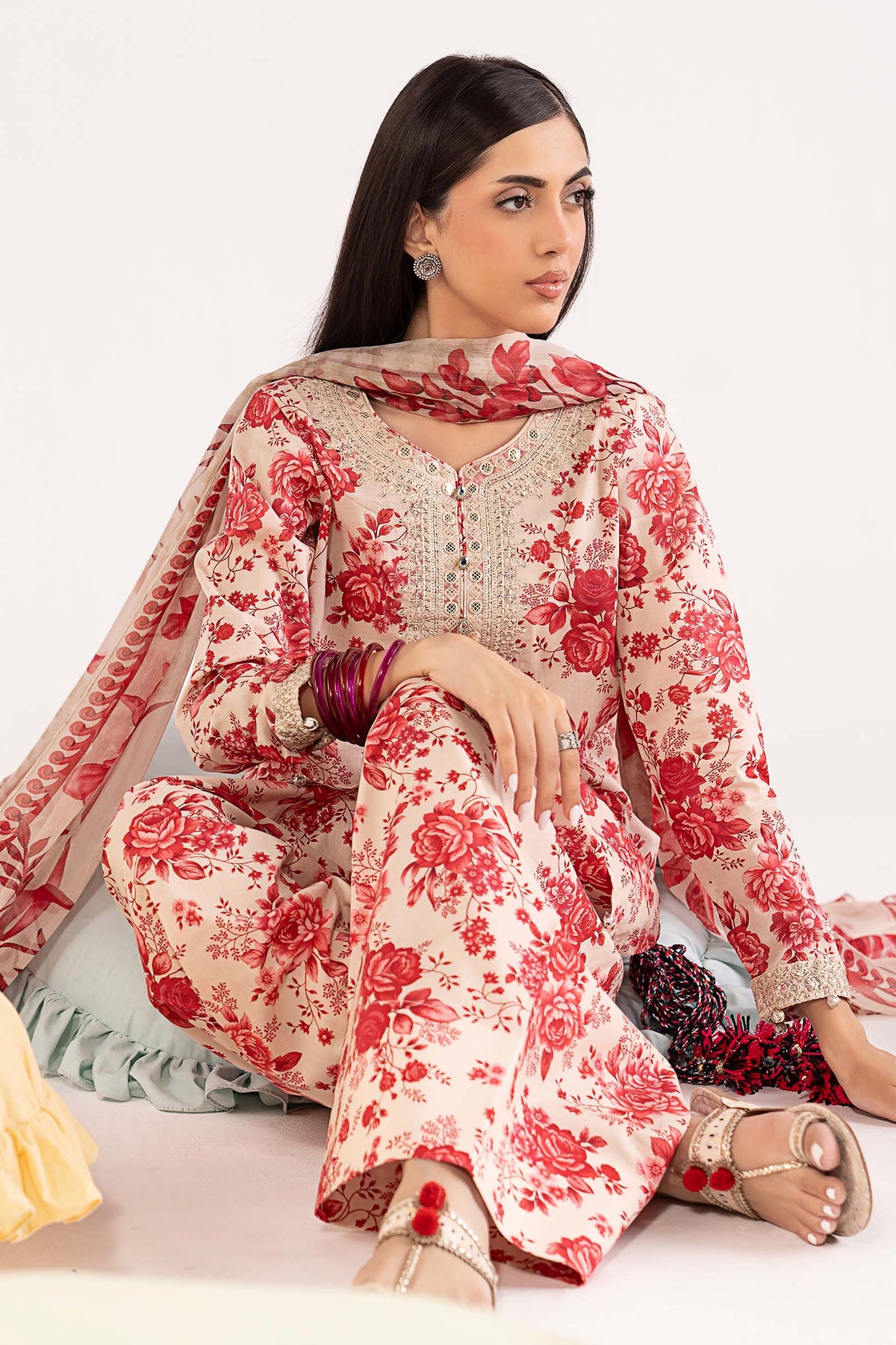 Maria B | Luxury Pret Pre Fall | DW-PF25-63R1-Pink by Maria B - Designer Dress  - Type : Ladies Clothes - Available at Libayah - 100% Original 