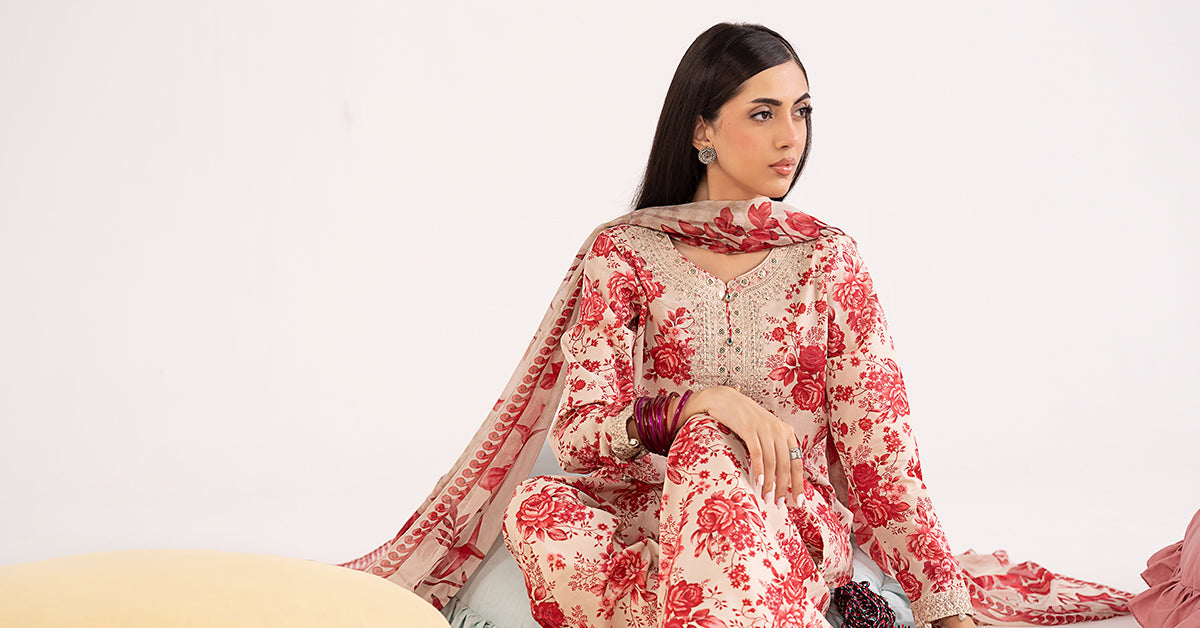 Maria B | Luxury Pret Pre Fall | DW-PF25-63R1-Pink by Maria B - Designer Dress  - Type : Ladies Clothes - Available at Libayah - 100% Original 