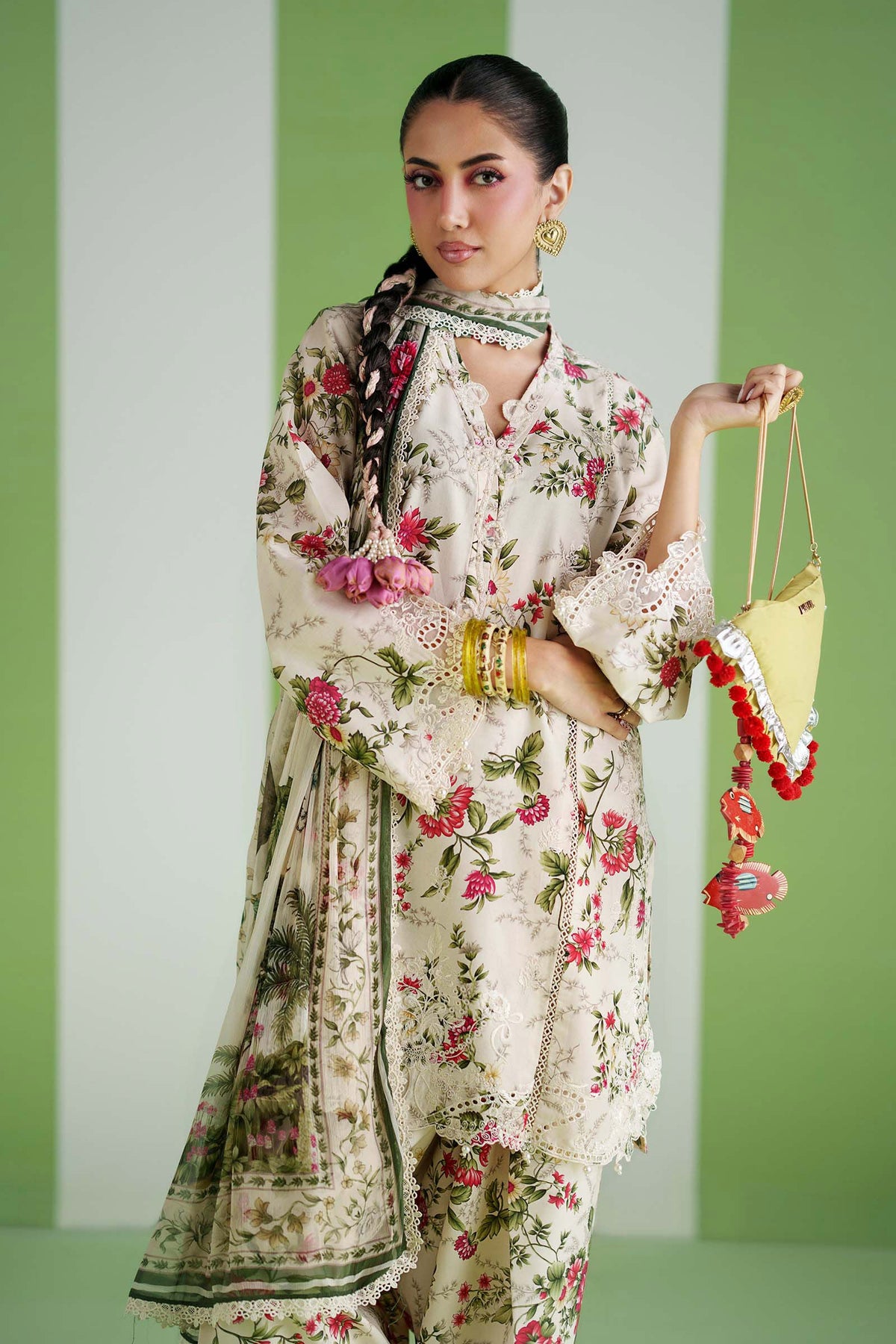 Maria B | Luxury Pret Pre Fall | DW-PF26-03-Off White by Maria B - Designer Dress  - Type : Ladies Clothes - Available at Libayah - 100% Original 
