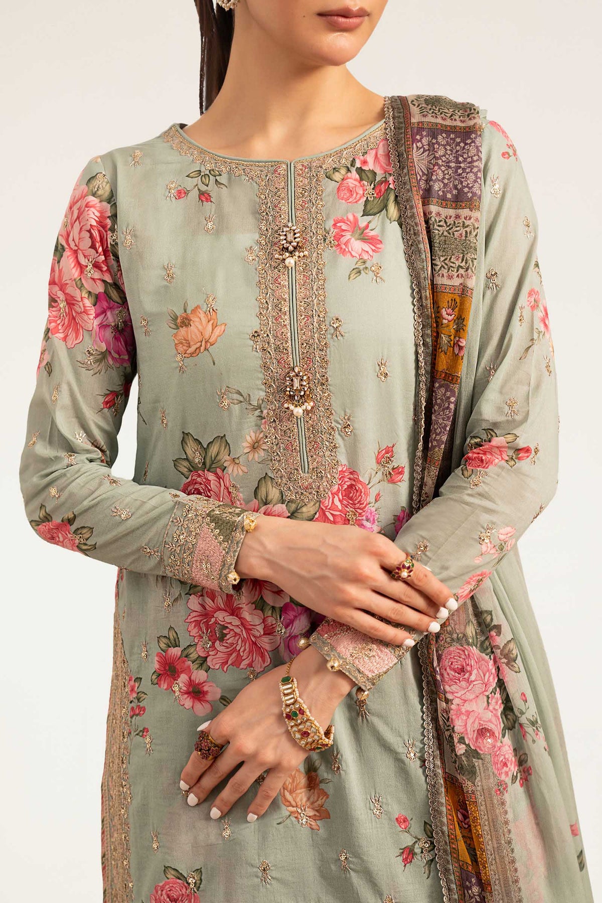 Maria B | Luxury Pret Pre Fall | DW-PF26-10-Green by Maria B - Designer Dress  - Type : Ladies Clothes - Available at Libayah - 100% Original 