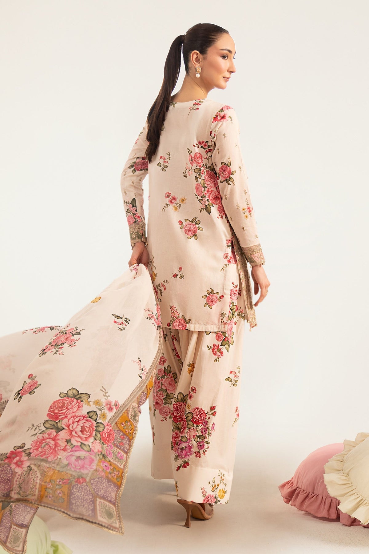 Maria B | Luxury Pret Pre Fall | DW-PF26-10-Off White by Maria B - Designer Dress  - Type : Ladies Clothes - Available at Libayah - 100% Original 