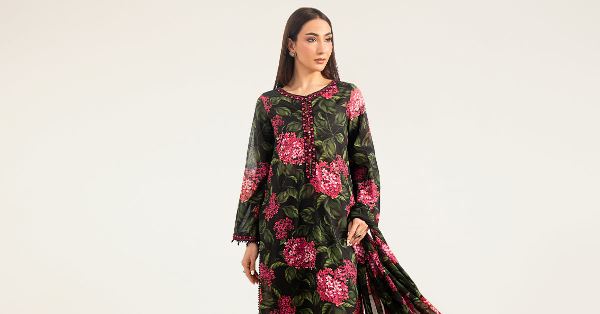 Maria B | Luxury Pret Pre Fall | DW-PF26-15-Black by Maria B - Designer Dress  - Type : Ladies Clothes - Available at Libayah - 100% Original 