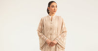 Maria B | Luxury Pret Pre Fall | DW-PF26-18-BEIGE by Maria B - Designer Dress  - Type : Ladies Clothes - Available at Libayah - 100% Original 