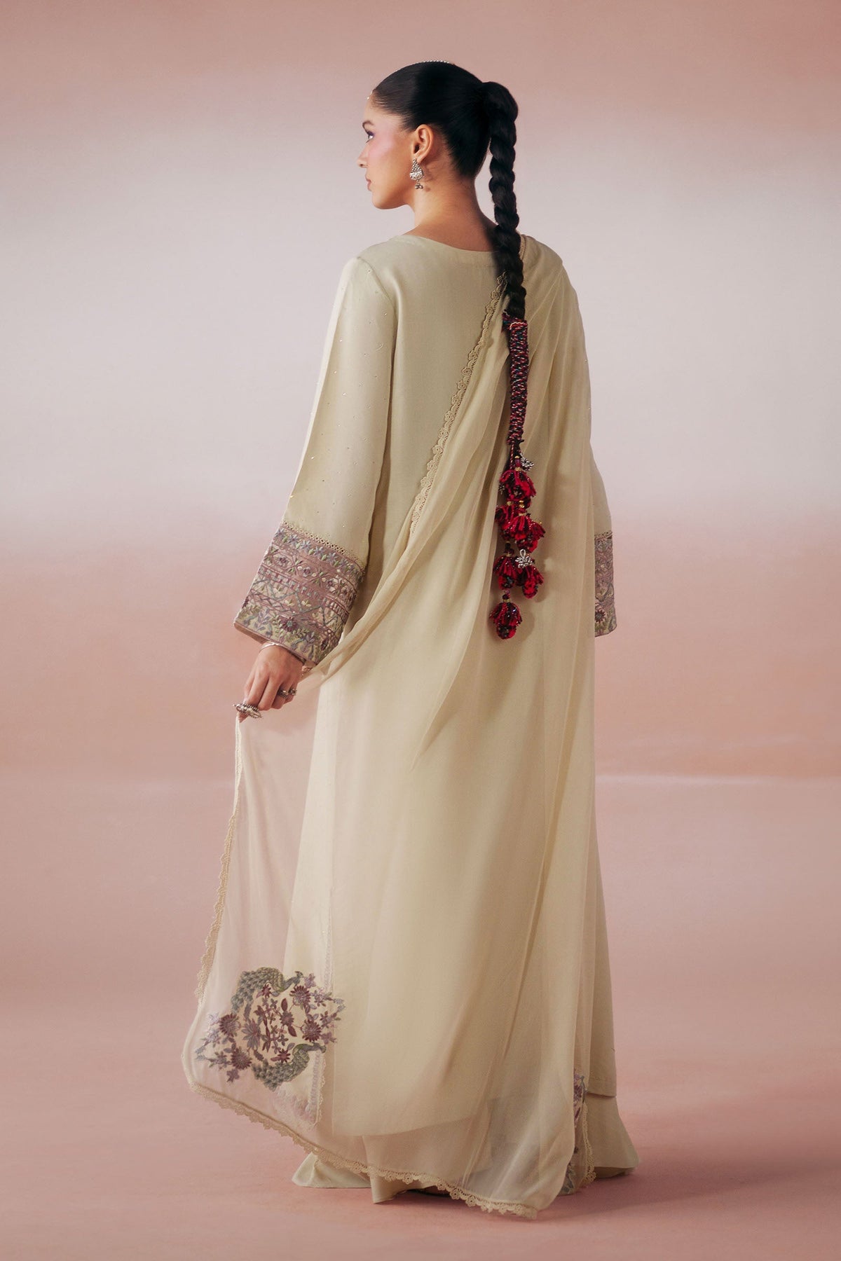 Maria B | Luxury Pret Pre Fall | DW-PF26-19-BEIGE by Maria B - Designer Dress  - Type : Ladies Clothes - Available at Libayah - 100% Original 
