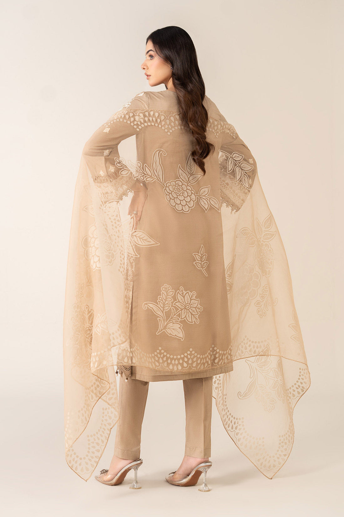 Maria B | Pre Fall Dresses | 3 Piece Embroidered Suit Coffee by Maria B - Designer Dress  - Type : Ladies Clothes - Available at Libayah - 100% Original 