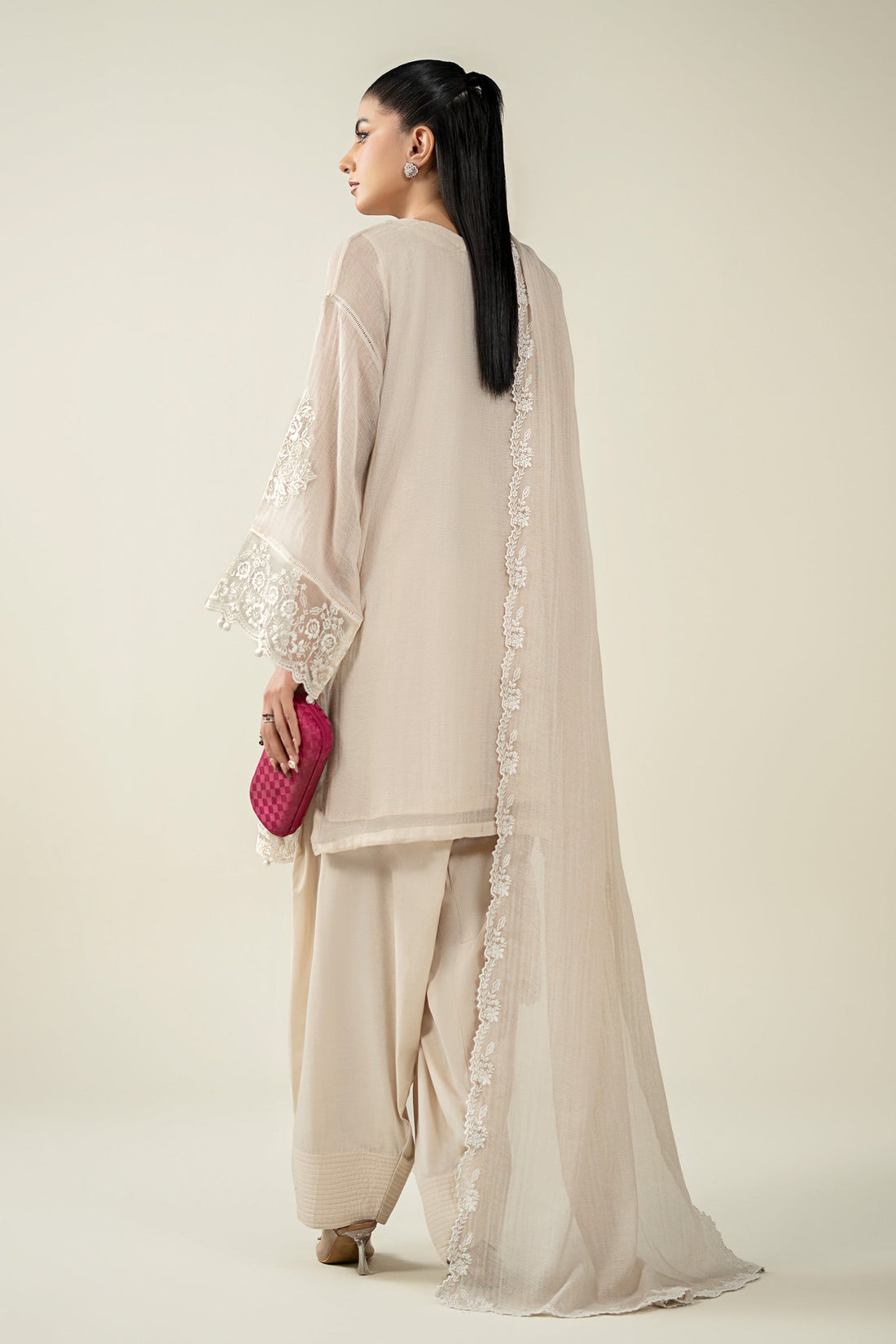 Maria B | Luxury Winter Pret 25 | DW-EA25-123-Off White by Maria B - Designer Dress  - Type : Ladies Clothes - Available at Libayah - 100% Original 