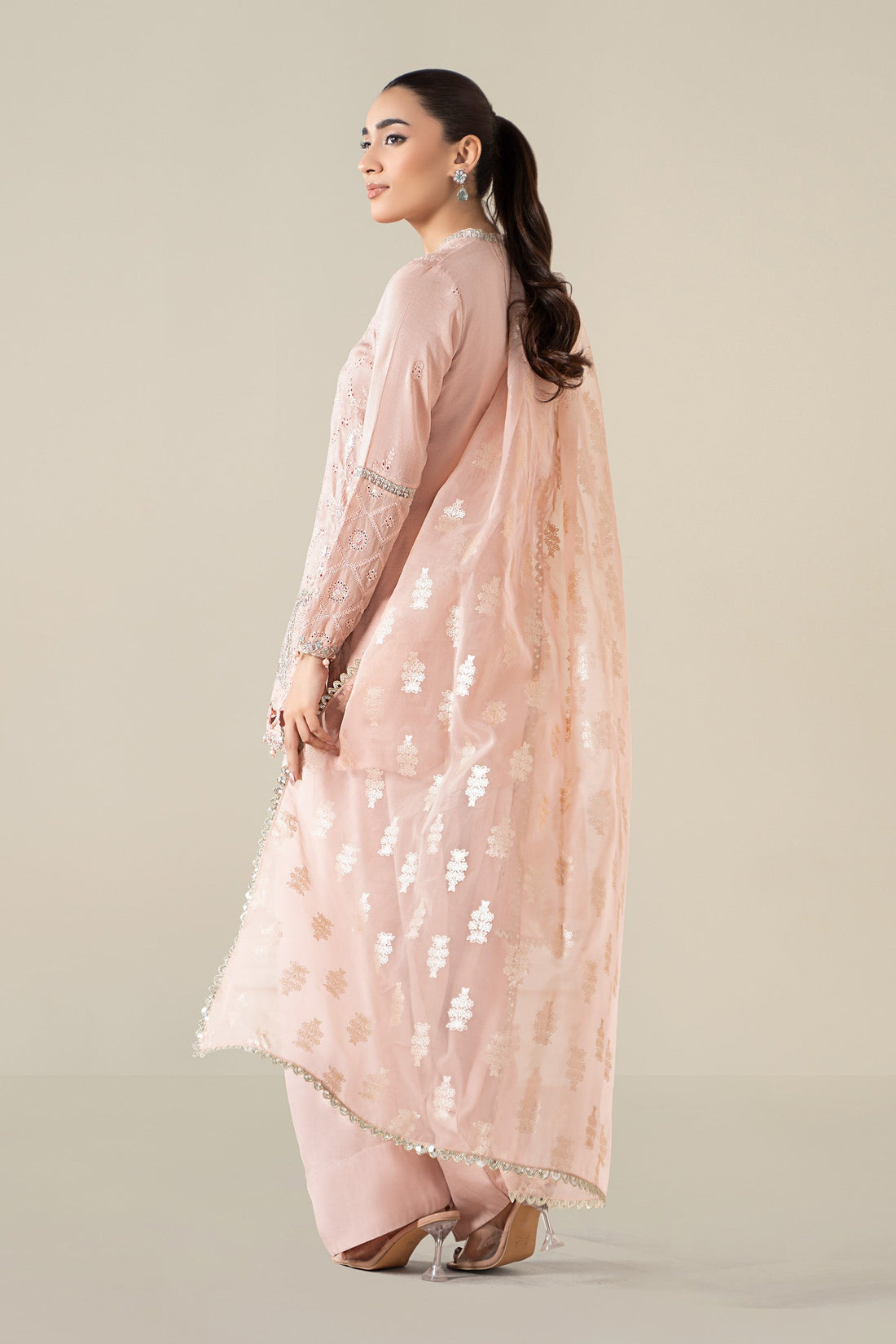 Maria B | Luxury Winter Pret 25 | DW-EA25-13-Peach by Maria B - Designer Dress  - Type : Ladies Clothes - Available at Libayah - 100% Original 