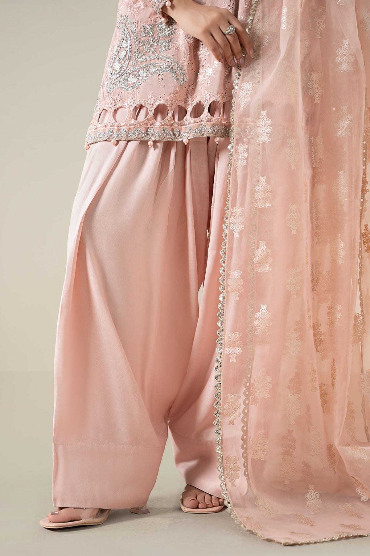 Maria B | Luxury Winter Pret 25 | DW-EA25-13-Peach by Maria B - Designer Dress  - Type : Ladies Clothes - Available at Libayah - 100% Original 