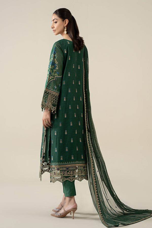 Maria B | Pre Fall Dresses | 3 Piece Embroidered Jacquard Suit Dark Teal Green by Maria B - Designer Dress  - Type : Ladies Clothes - Available at Libayah - 100% Original 