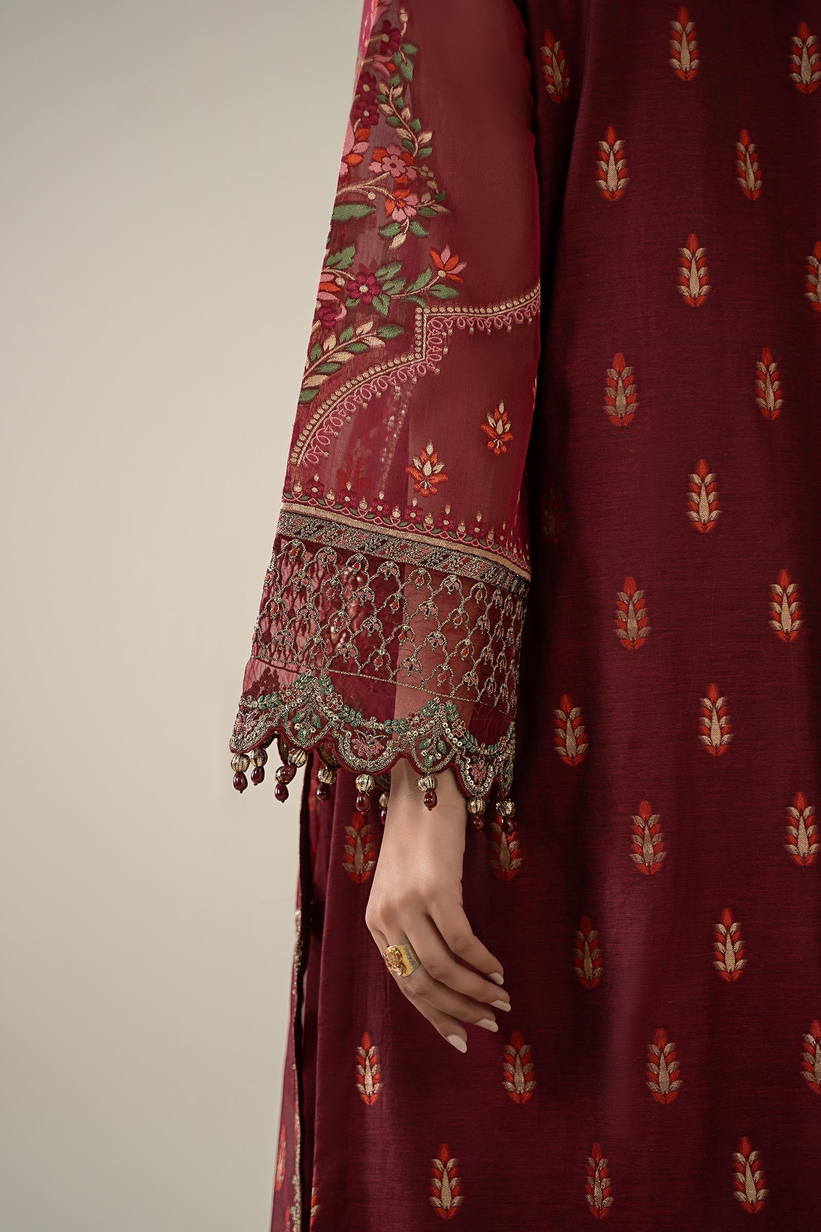 Maria B | Luxury Winter Pret 25 | DW-EA25-59-Red by Maria B - Designer Dress  - Type : Ladies Clothes - Available at Libayah - 100% Original 