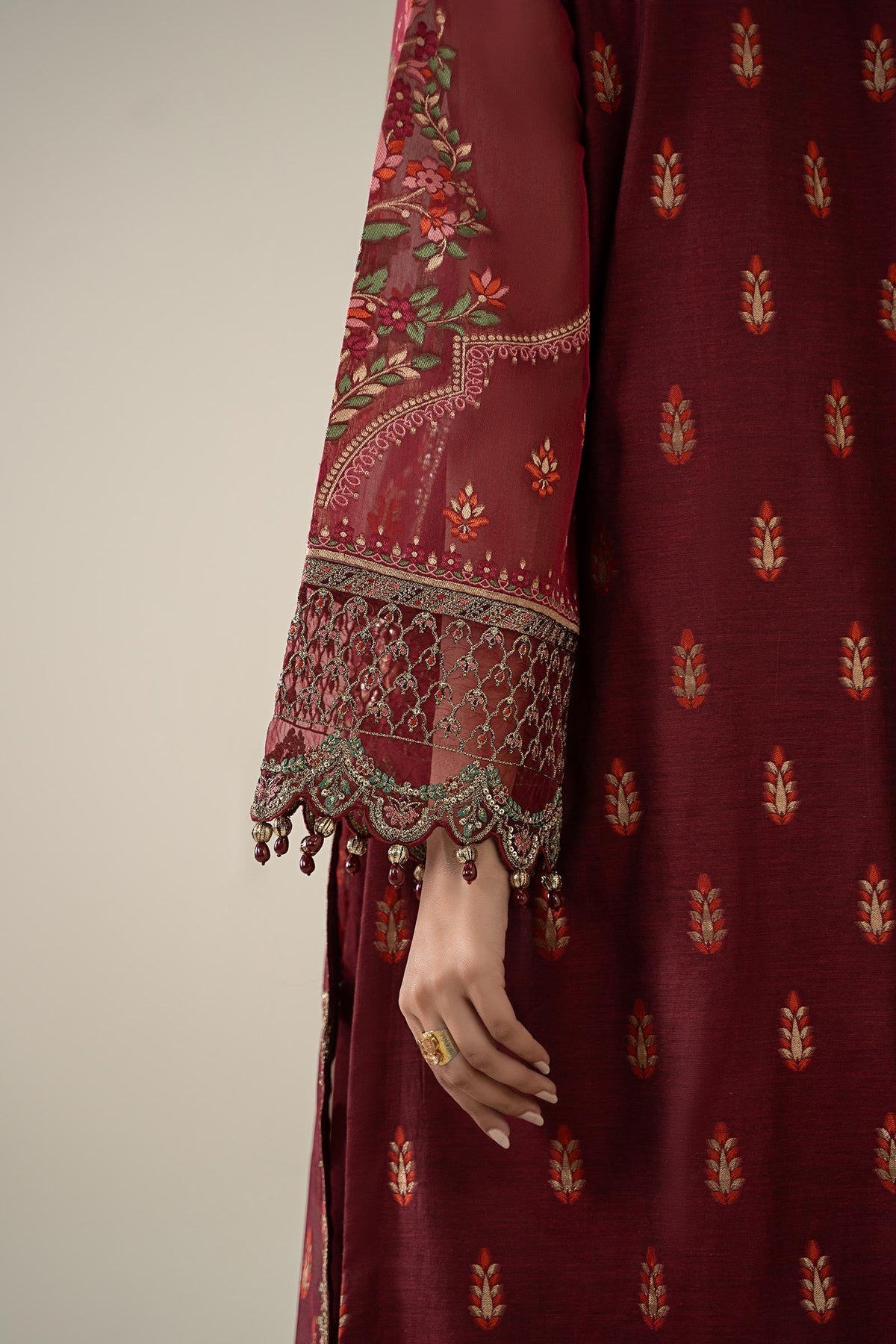 Maria B | Luxury Winter Pret 25 | DW-EA25-59-Red by Maria B - Designer Dress  - Type : Ladies Clothes - Available at Libayah - 100% Original 
