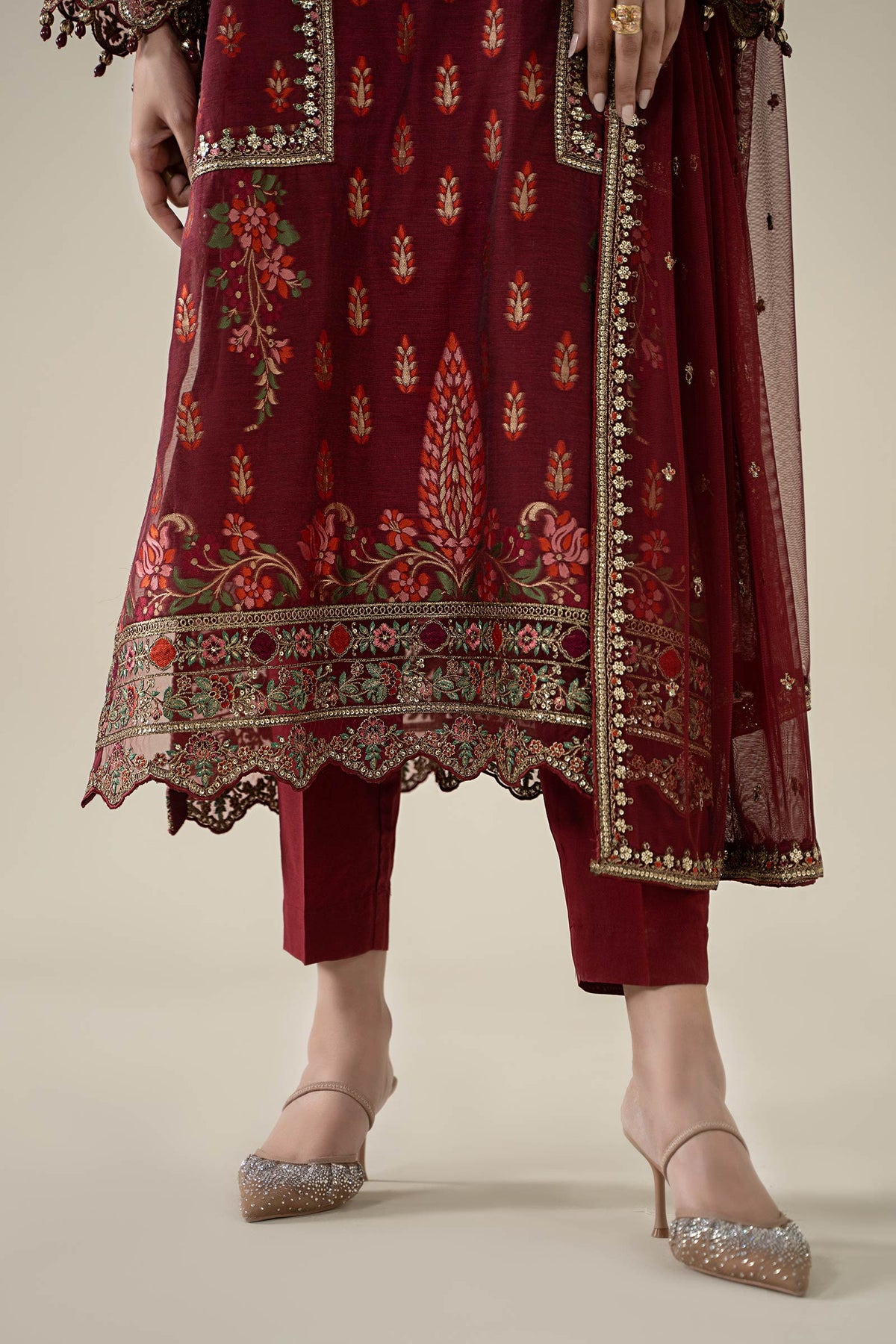 Maria B | Luxury Winter Pret 25 | DW-EA25-59-Red by Maria B - Designer Dress  - Type : Ladies Clothes - Available at Libayah - 100% Original 