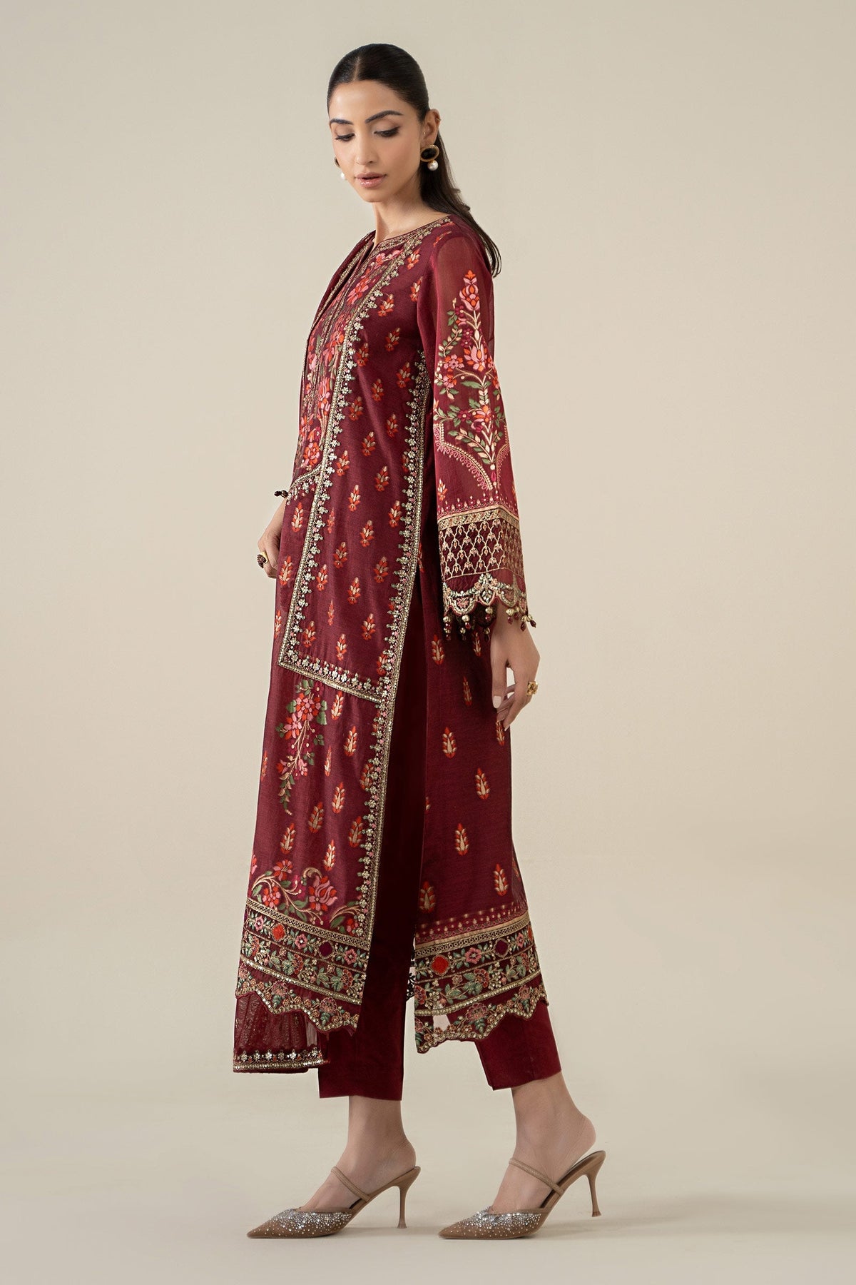 Maria B | Luxury Winter Pret 25 | DW-EA25-59-Red by Maria B - Designer Dress  - Type : Ladies Clothes - Available at Libayah - 100% Original 